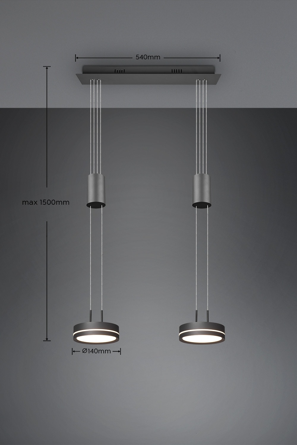 TRIO LED-Pendelleuchte Franklin 326510242 anthrazit 18 W, 2100 lm, 3000 K TRIO LED-Pendelleuchte Franklin 326510242 anthrazit 18 W, 2100 lm, 3000 K