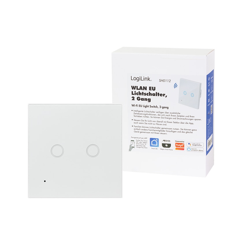 LOGILINK Wi-Fi Smart Wandschalter SH0112, 2-fach LOGILINK Wi-Fi Smart Wandschalter SH0112, 2-fach
