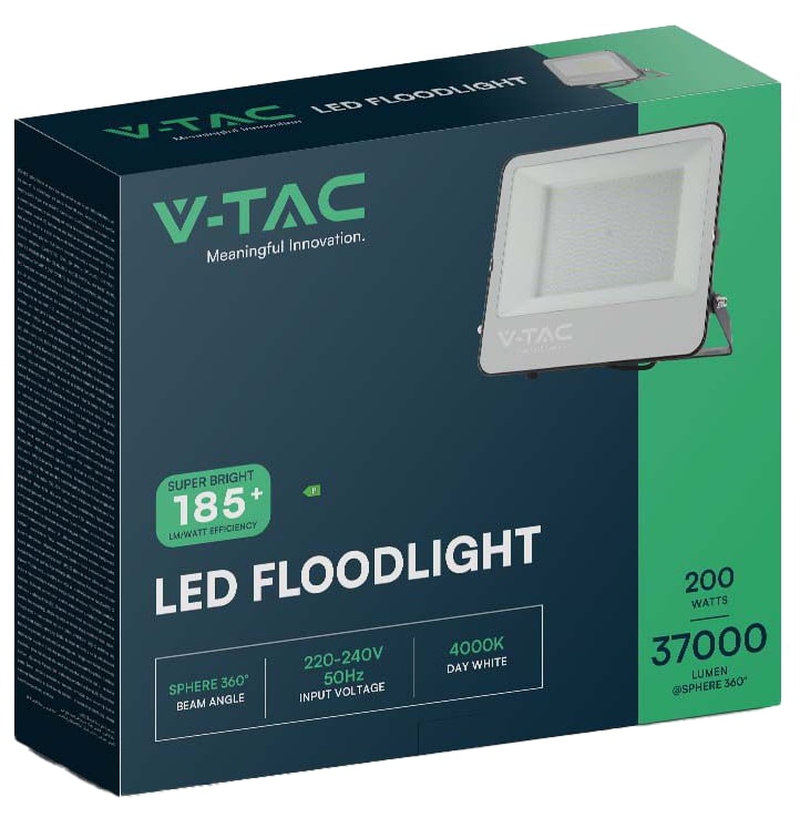 V-TAC LED-Fluter VT-44105, EEK: B, 200 W, 37000 lm, 4000 K, IP65, schwarz V-TAC LED-Fluter VT-44105, EEK: B, 200 W, 37000 lm, 4000 K, IP65, schwarz