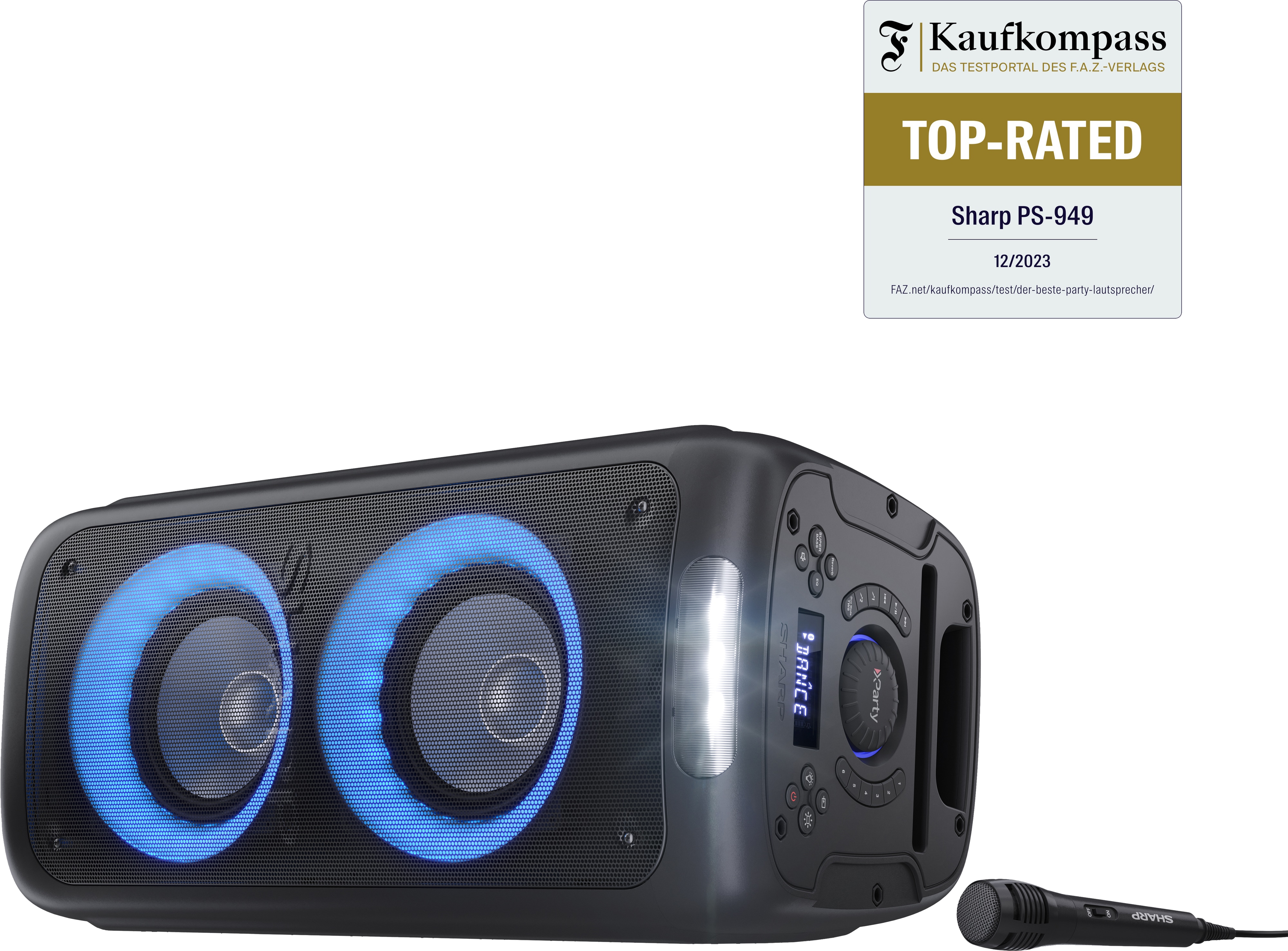 SHARP Party-Lautsprecher PS-949, tragbar, Bluetooth, USB, MP3, 132 W SHARP Party-Lautsprecher PS-949, tragbar, Bluetooth, USB, MP3, 132 W