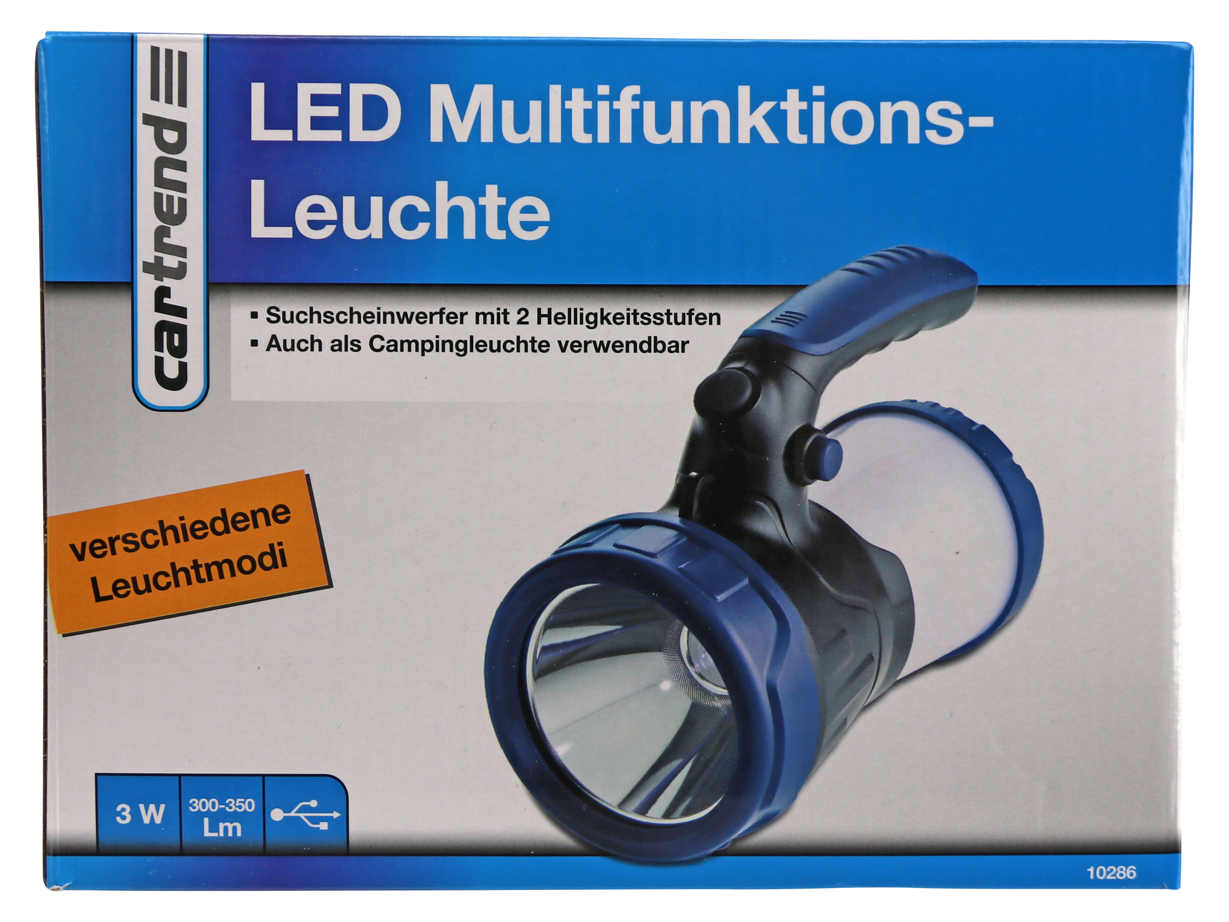 Campingleuchte, 3 W, 300...350 lm, zwei Helligkeitsstufen, blau/schwarz