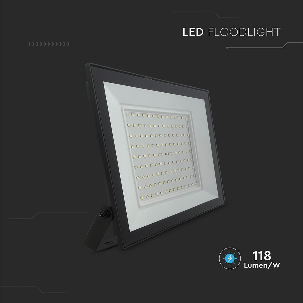 V-TAC LED-Fluter, VT-44109, 100 W, 6500K, EEK: F, 8150 lm, kaltweiß, IP65, schwarz