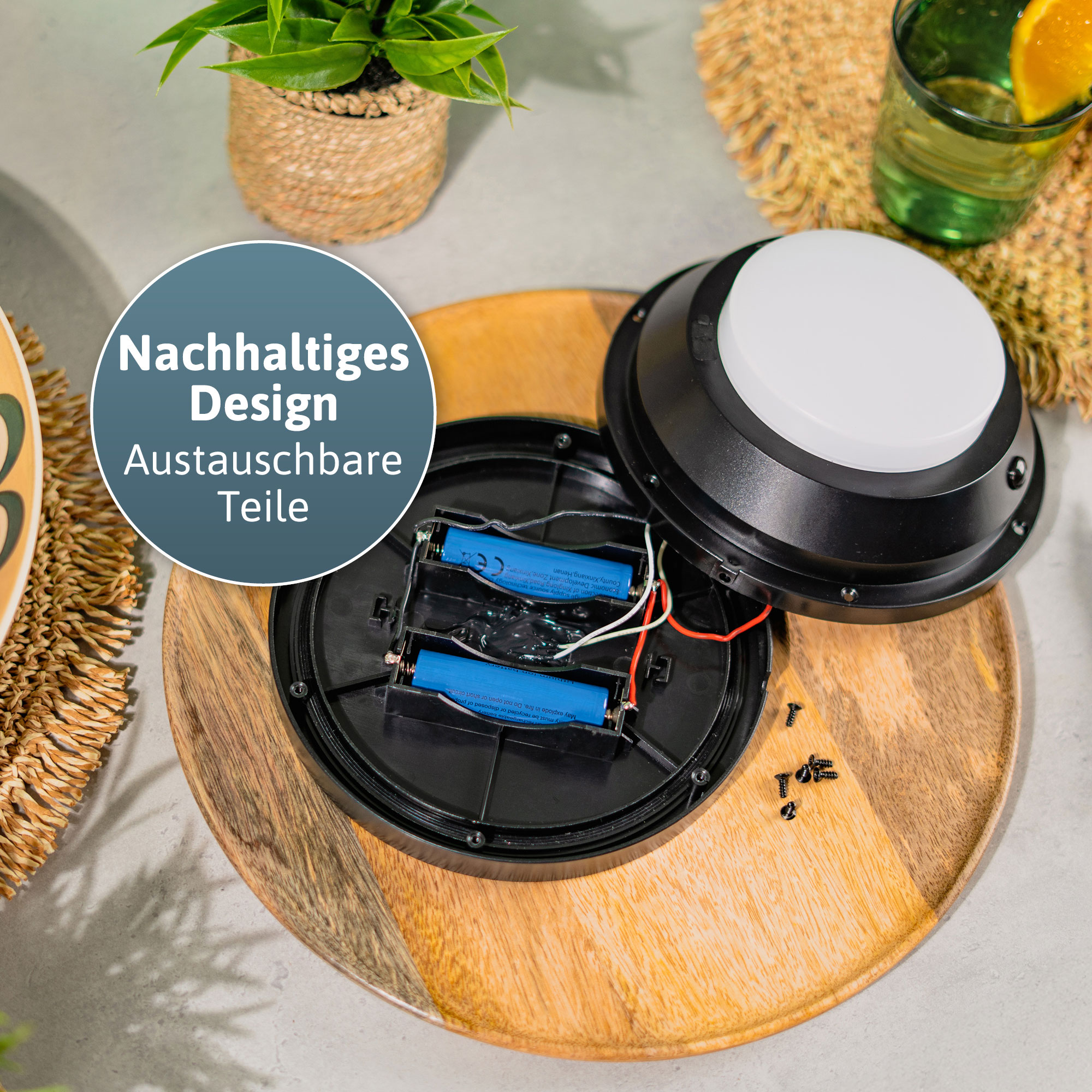 BRENDZ Solar LED-Tischleuchte, Vela & Ara, 100/500/1000 lm, 3000 K, IP65