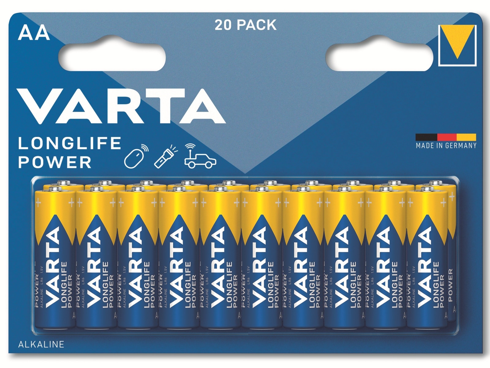 VARTA Batterie Alkaline, Mignon, AA, LR06, 1.5V, Longlife Power, 20 Stück