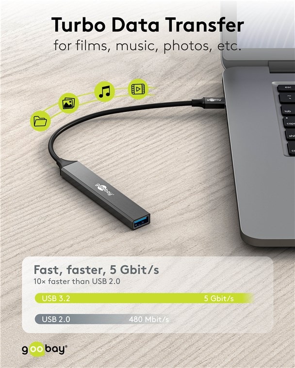 GOOBAY USB-C Hub 74459 Slim 4 Port USB-C auf USB-C/USB-A GOOBAY USB-C Hub 74459 Slim 4 Port USB-C auf USB-C/USB-A