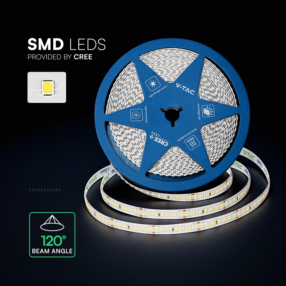 V-TAC LED-Stripe VT-2125986, 120W, EEK: E, 14400lm, 6500K, 120°, 24V, 10m V-TAC LED-Stripe VT-2125986, 120W, EEK: E, 14400lm, 6500K, 120°, 24V, 10m