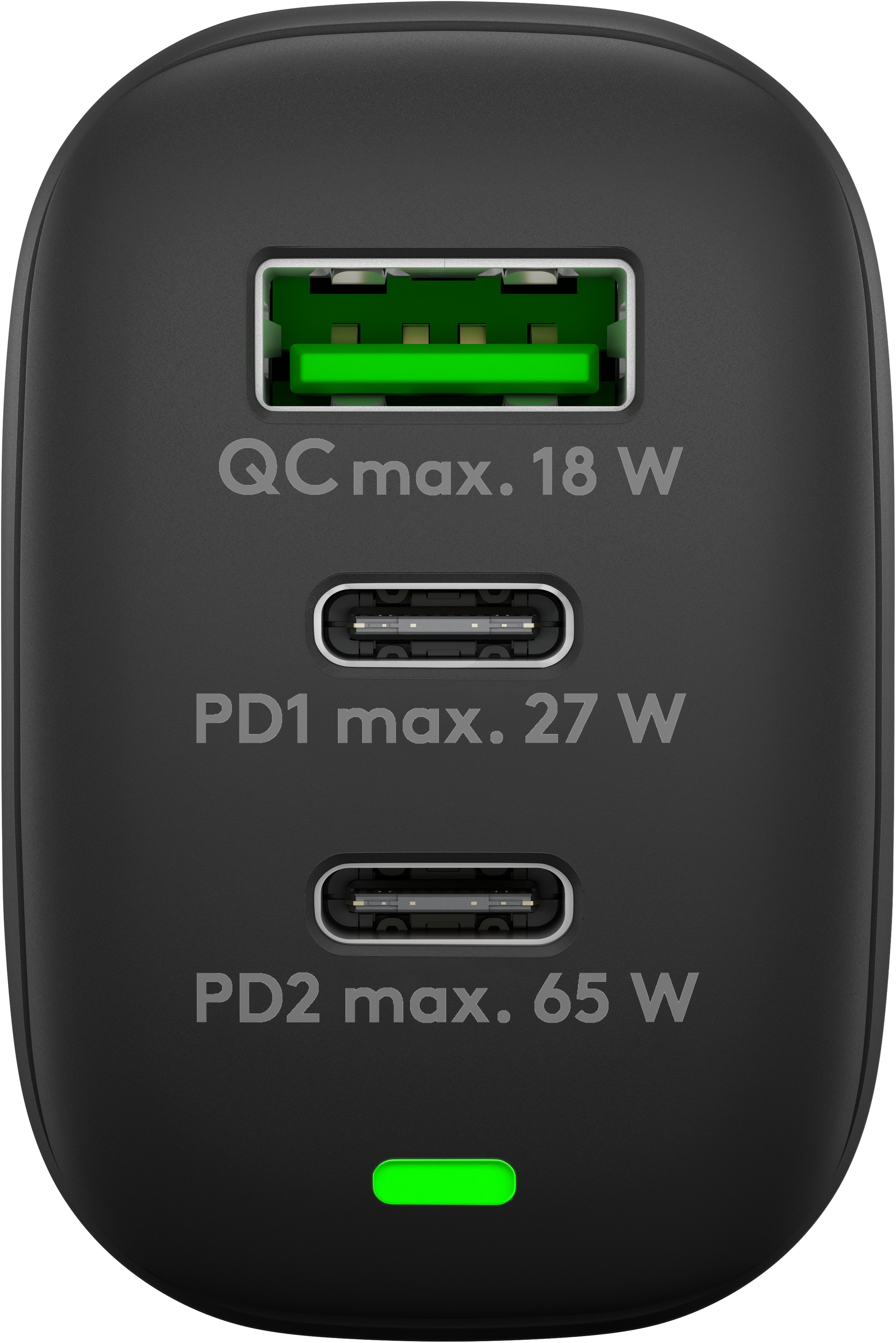 GOOBAY USB-Lader 65407, 65 W, 3-fach, 2xC PD, 1xA QC GaN, schwarz GOOBAY USB-Lader 65407, 65 W, 3-fach, 2xC PD, 1xA QC GaN, schwarz