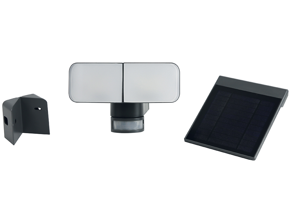 Solar-LED-Wandleuchte 872-S-G, 12 W, 6500 K, 900 lm, kaltweiß, IP44, grau