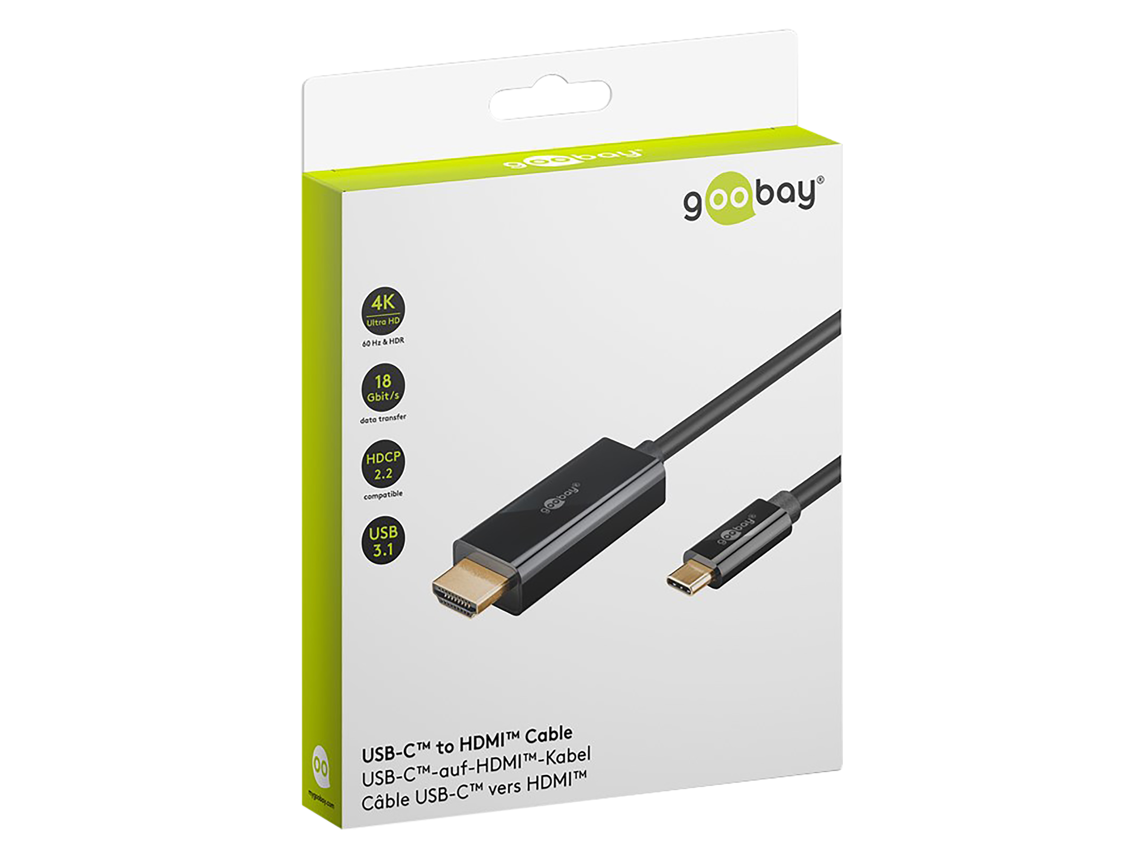 GOOBAY USB3.1 Adapterkabel 75697 USB-C/HDMI 2,0m schwarz GOOBAY USB3.1 Adapterkabel 75697 USB-C/HDMI 2,0m schwarz