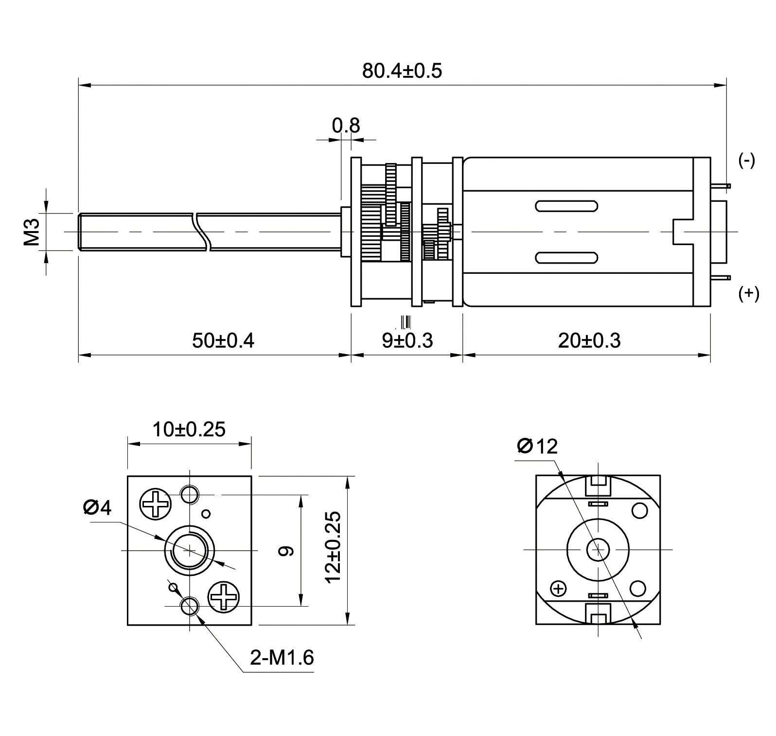 SOL-EXPERT DC-Getriebemotor G53M, 18V, mit Metallzahnrädern