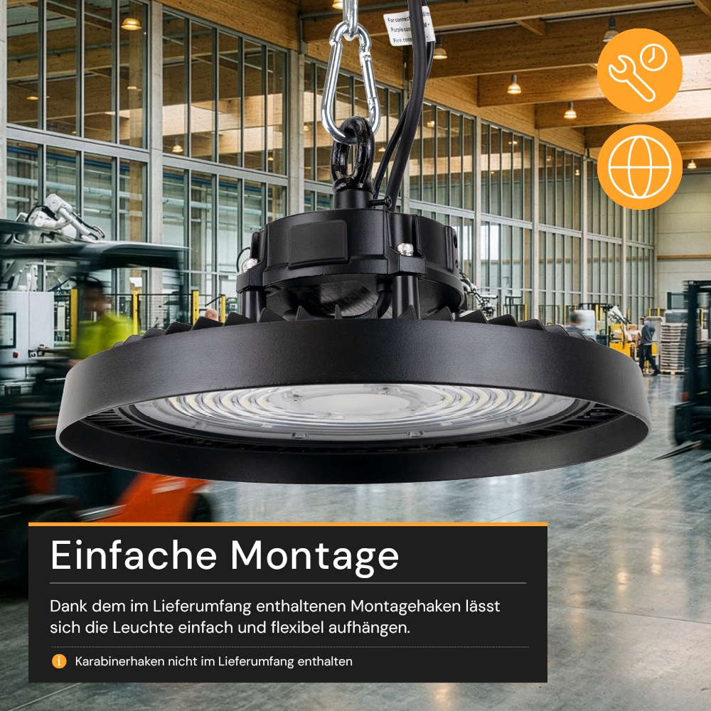 ENOVALITE LED-Highbay-Leuchte, UFO, EEK: D, 200W, 28000lm, 5500K, schwarz
