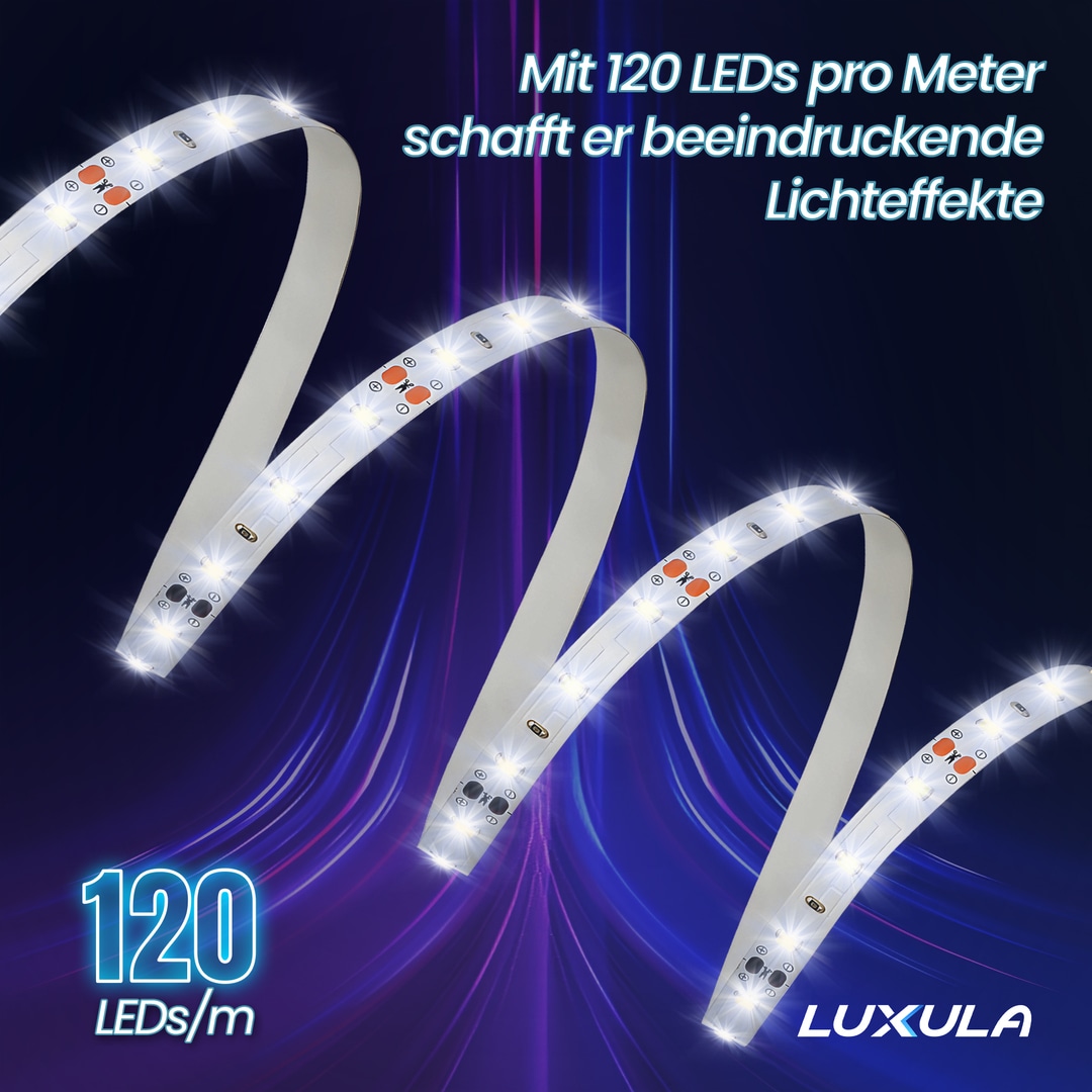 LUXULA LED-Strip, 5 m, neutralweiß, EEK: F, 24 V, 4500 K, 120-LED/m