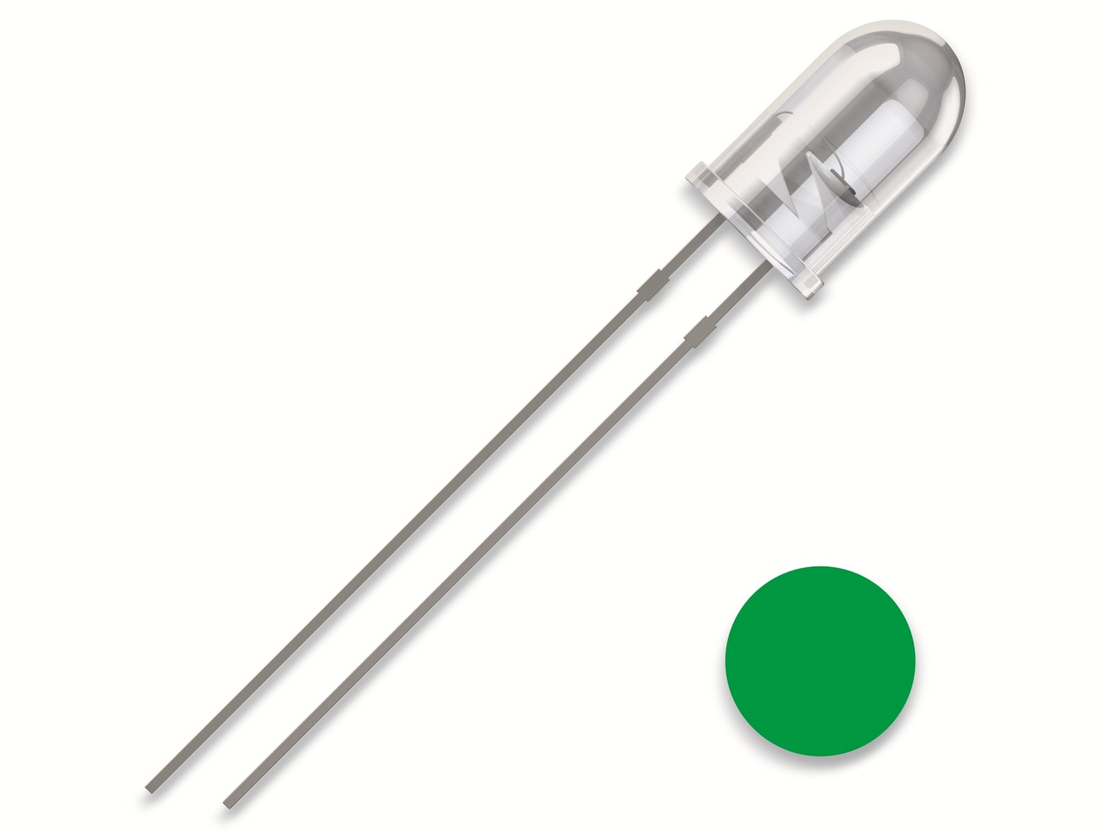 QUADRIOS LED, 5 mm, Grün, 2,54 mm QUADRIOS LED, 5 mm, Lichtfarbe: Grün , Gehäusefarbe: Klar, 19000 mcd, 520 nm, 2,54 mm