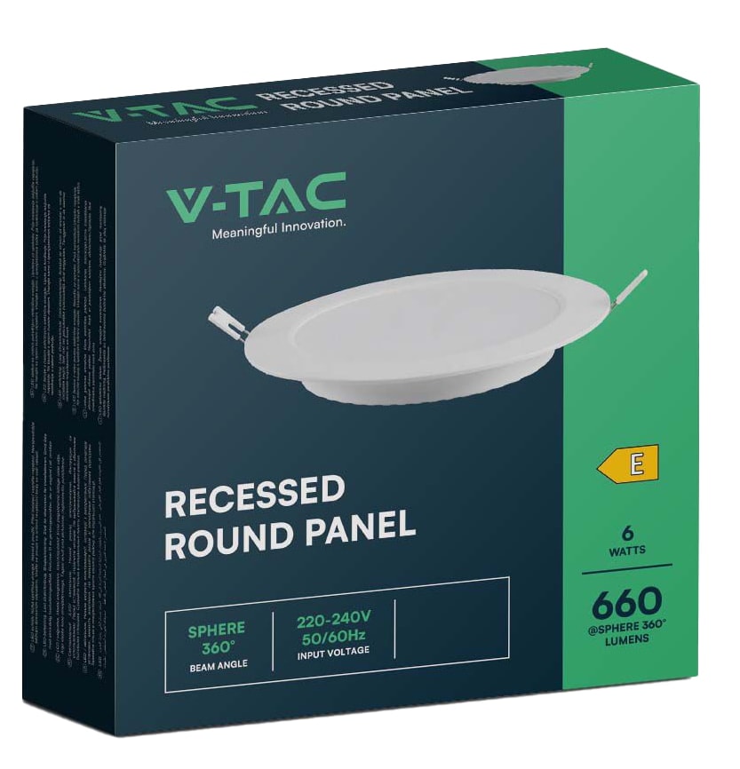 V-TAC LED-Einbauleuchte VT-61006, EEK: E, 6 W, 660 lm, 4000 K V-TAC LED-Einbauleuchte VT-61006, EEK: E, 6 W, 660 lm, 4000 K