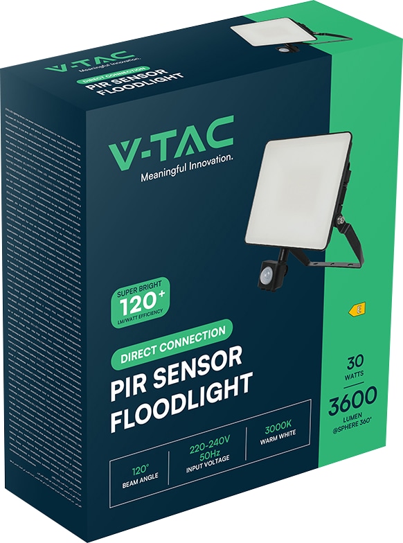 V-TAC LED-Fluter, VT-4919-FC, EEK: E, 20 W, 2400 lm, 3000 K, IP65, warmweiß