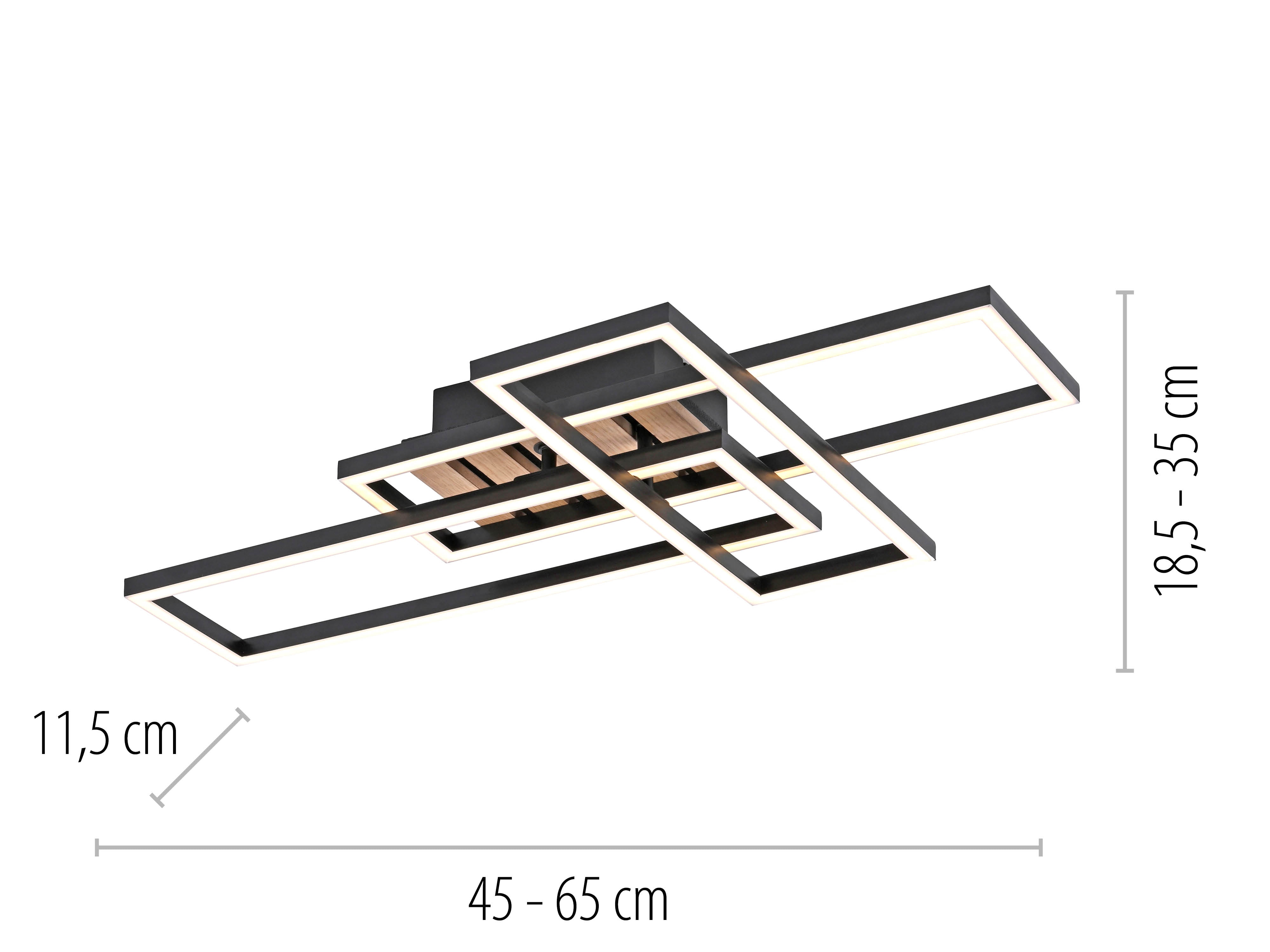 JUST LIGHT LED-Deckenleuchte 14051-79, 20,50W, 3000K, 3000lm, warmeiß, IP20, Holz/schwarz