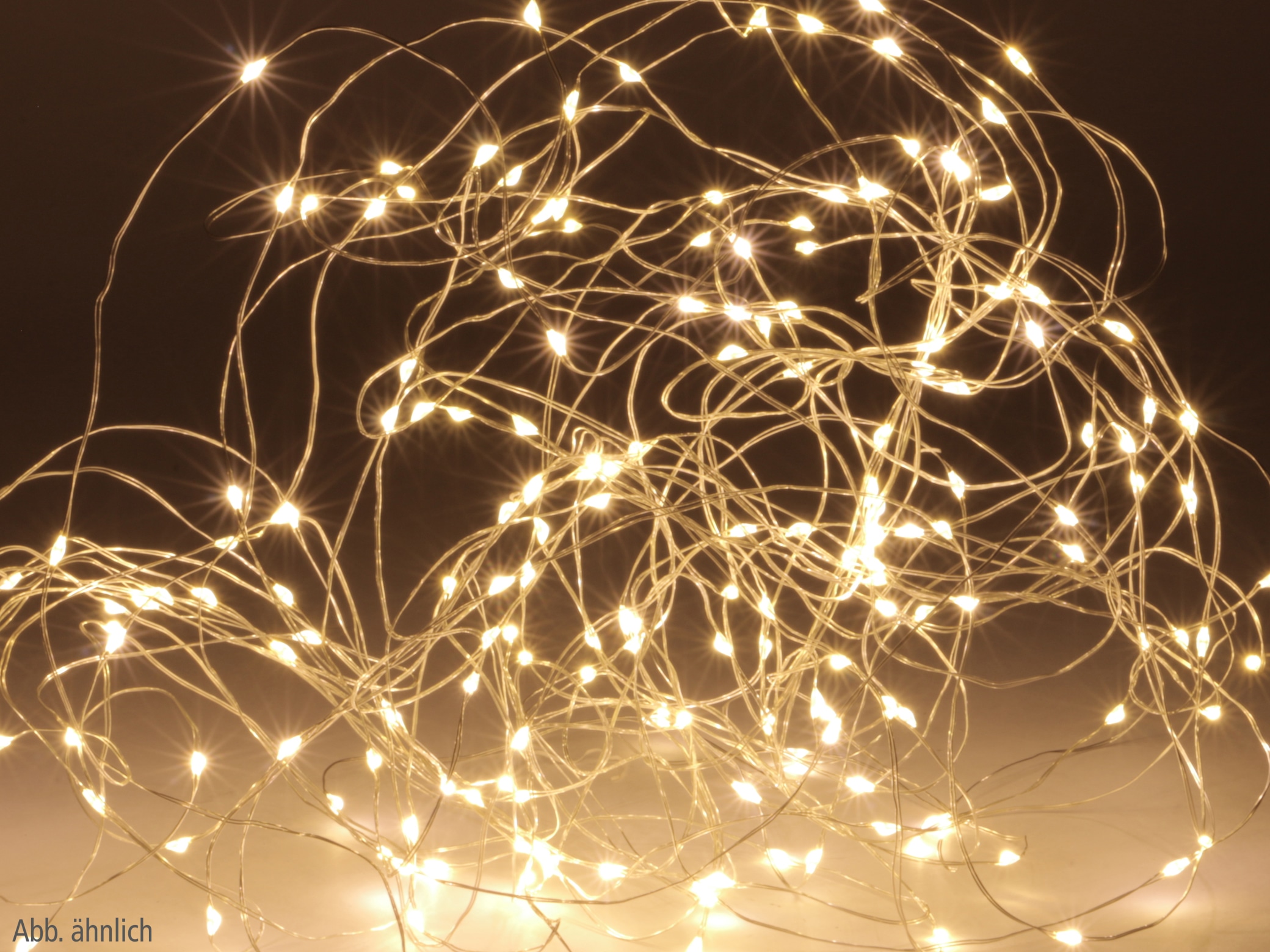 LED-Lichterkette, Silberdraht, 100 LEDs, warmweiß, Batteriebetrieb, Timer
