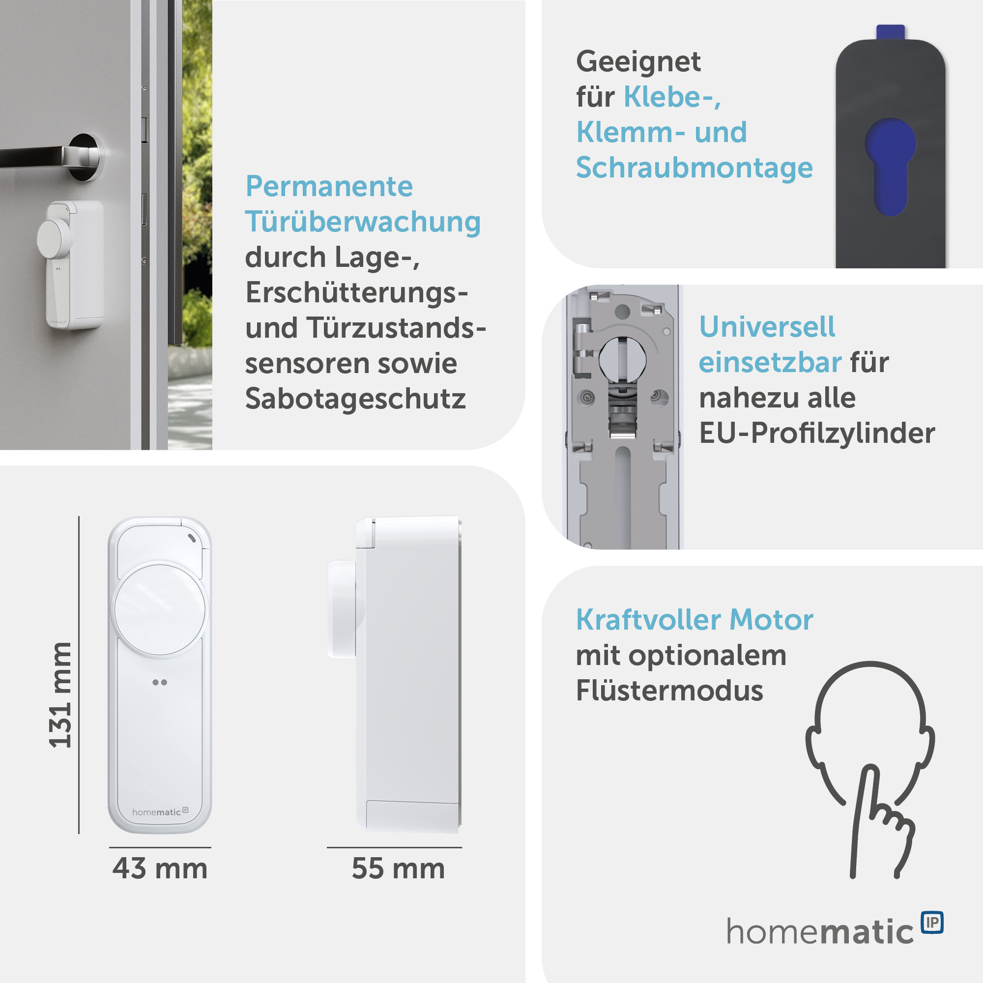 HOMEMATIC IP 161671A0, Türschlossantrieb pro, weiß