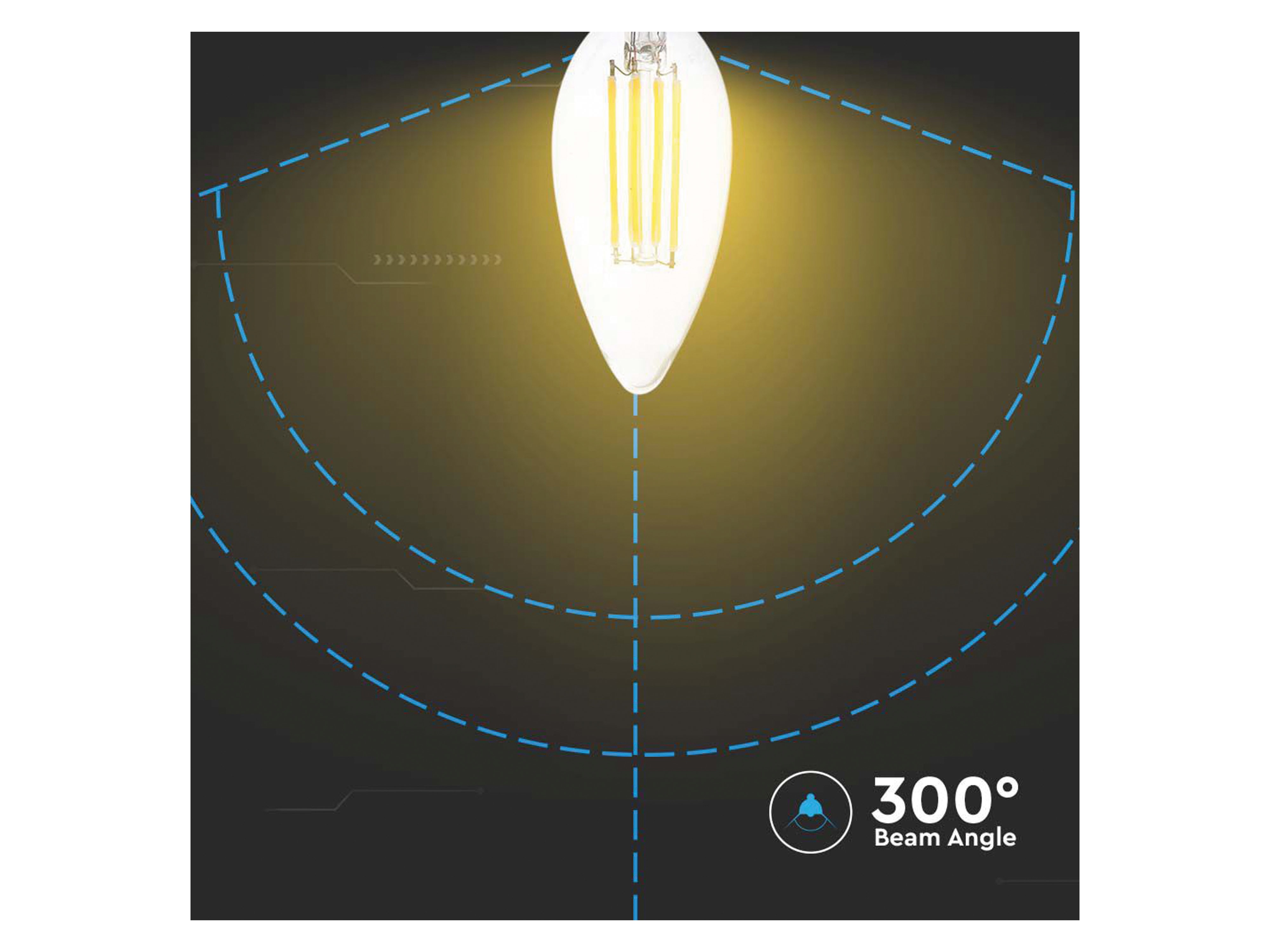 V-TAC LED-Filament-Lampe VT-2127, E14, EEK: F, 6W, 600lm, 3000K