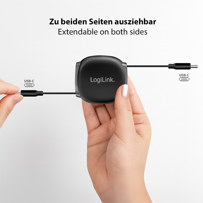 LOGILINK USB2.0 Kabel CU0500 USB-C M/USB-C M 60W 1m schwarz ausziehbar