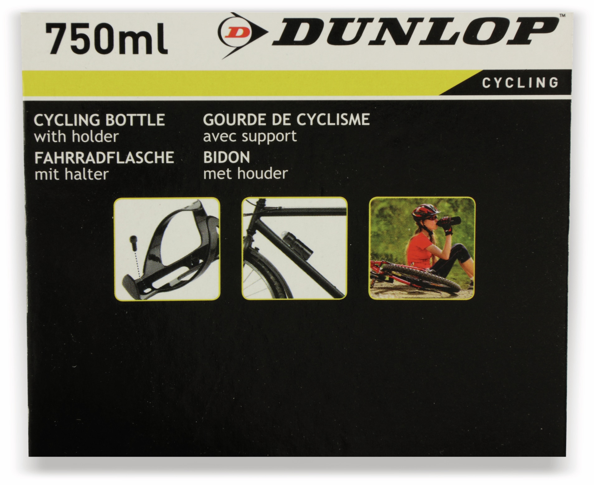 DUNLOP Fahrrad-Trinkflasche inkl. Halterung