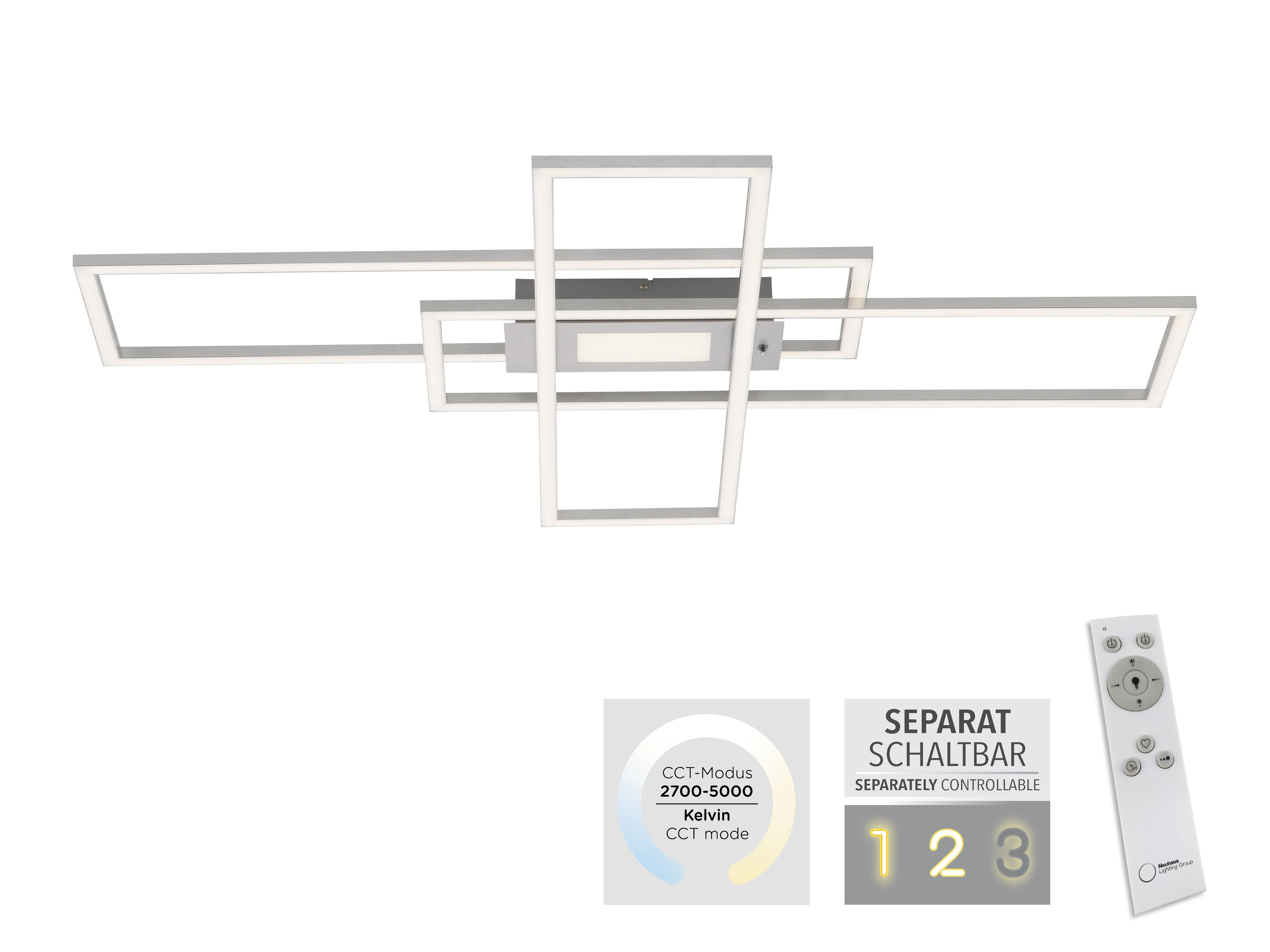 JUST LIGHT LED-Deckenleuchte 14693-55, 45W, 5500lm, silber