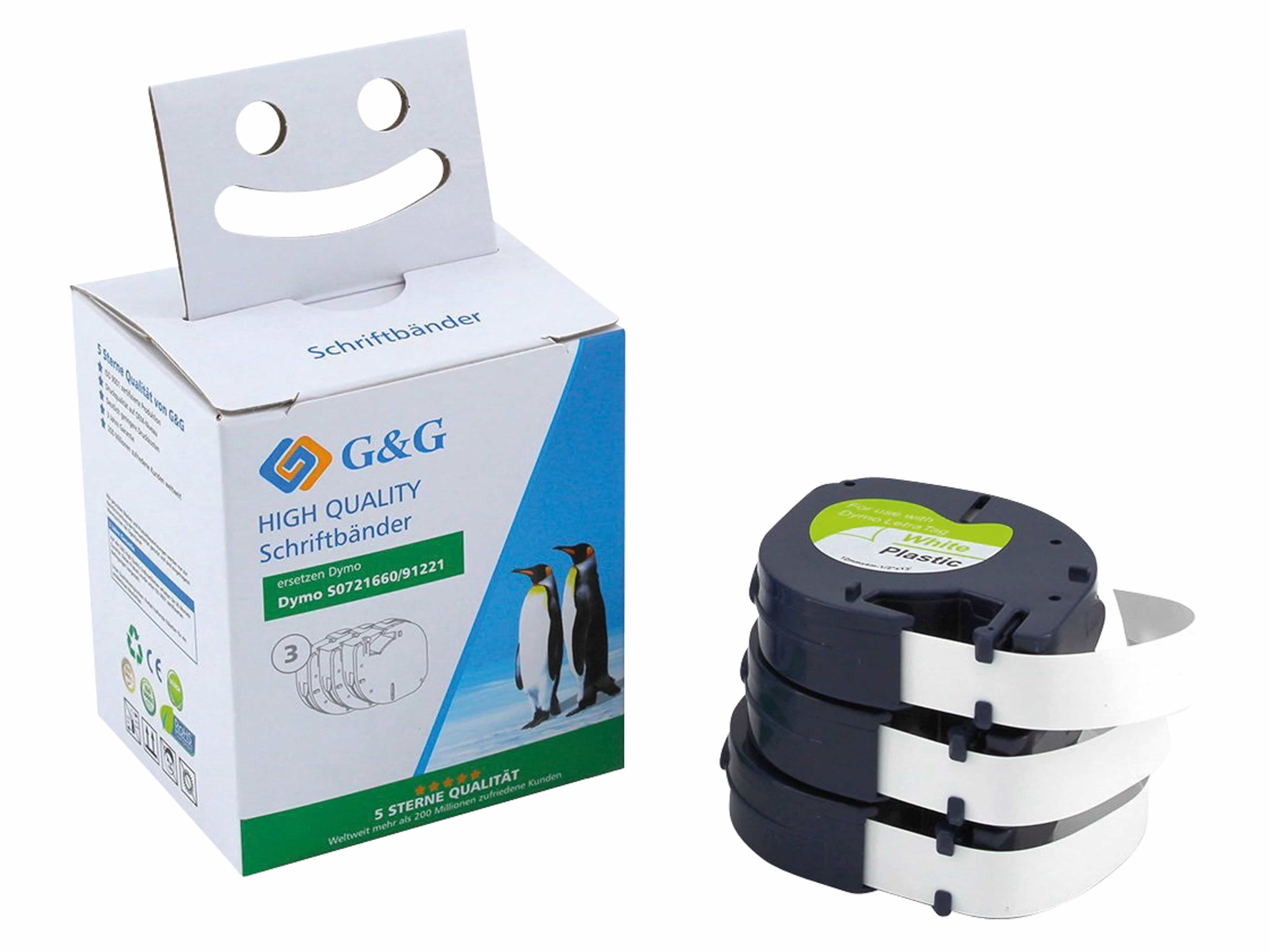 G&G Etiketten Multipack 3er Pack schwarz auf weiß ersetzt S0721660/ 91221