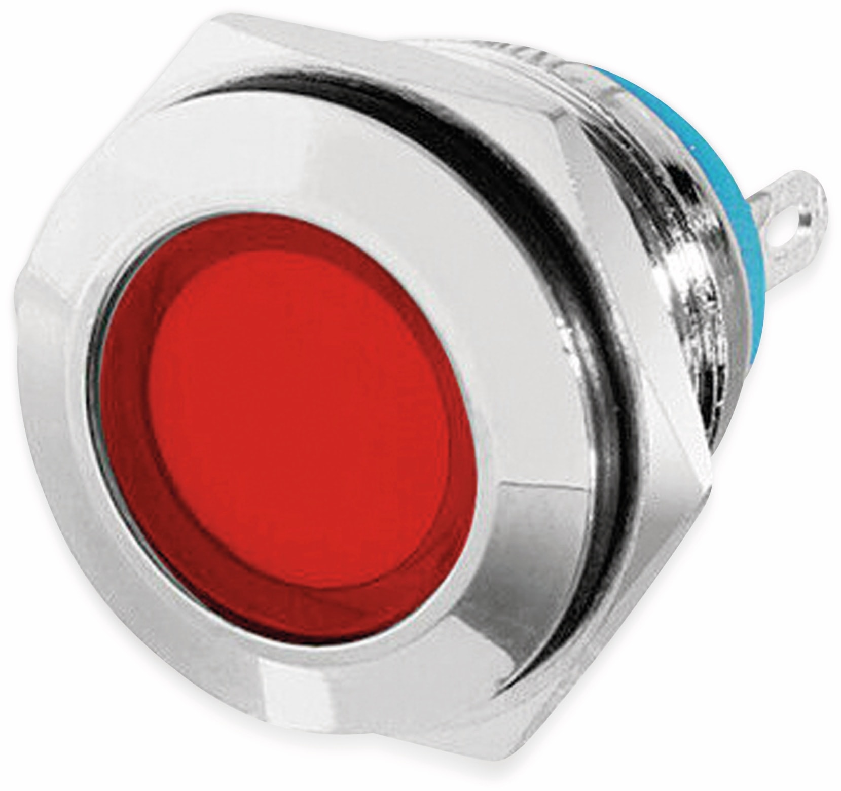 LED-Kontrollleuchte, Signalleuchte 12 V, Rot, Ø16 mm, Messing, Tiefe 22 mm