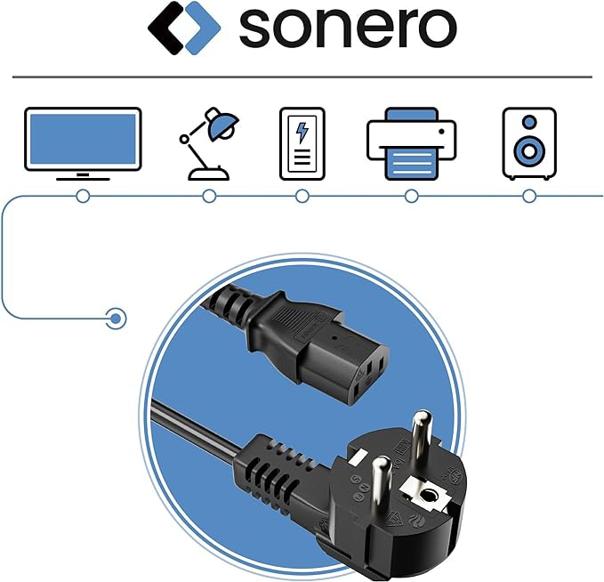 SONERO Netzkabel Schutzkontaktstecker, X-SKW-C13G-030B, 90°, schwarz, 3m SONERO Netzkabel Schutzkontaktstecker, X-SKW-C13G-030B, 90°, schwarz, 3m