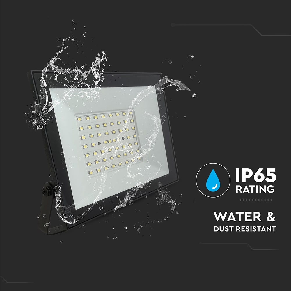 V-TAC LED-Fluter, VT-44054, 50 W, 6500K, EEK: F, 4000 lm, kaltweiß, IP65, schwarz