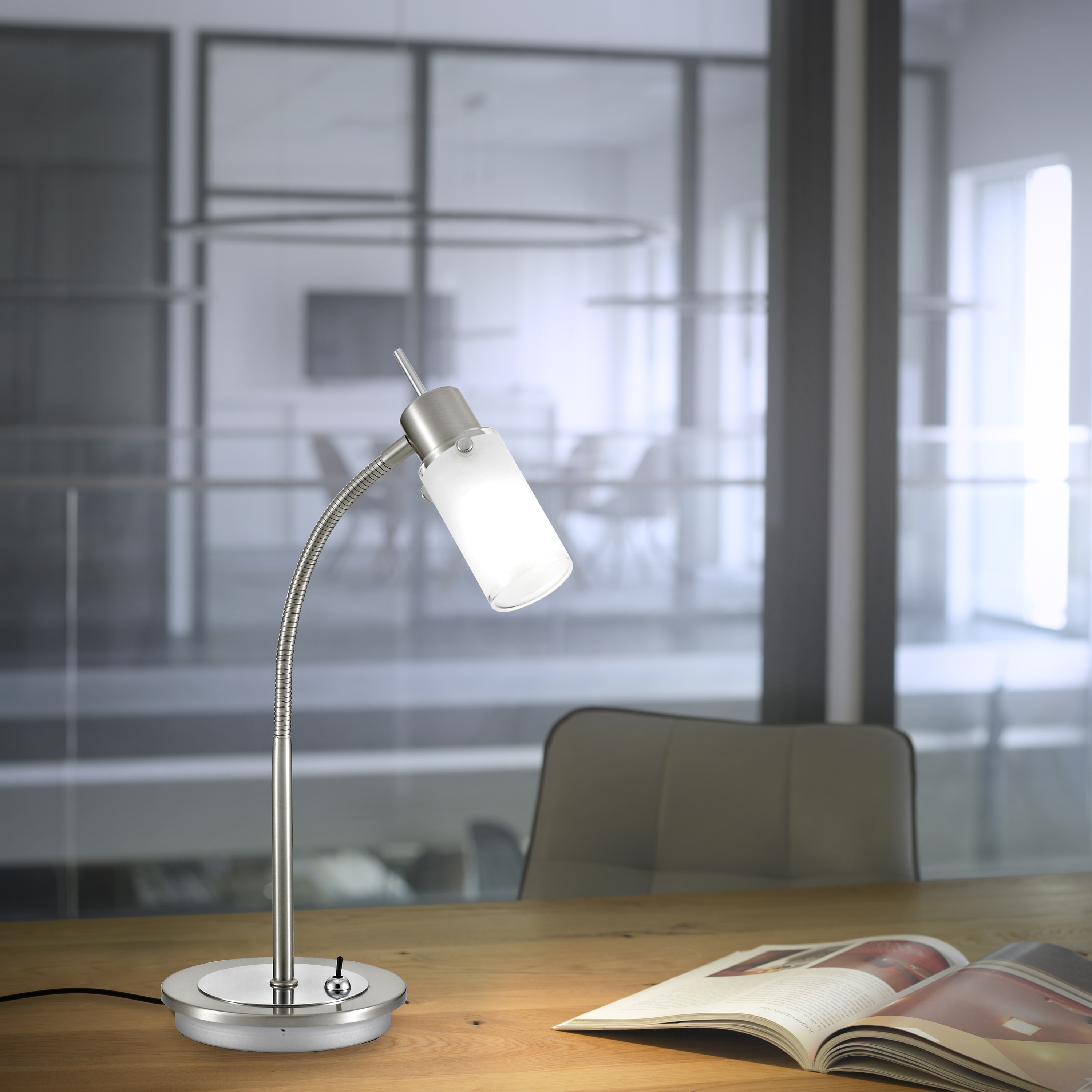 JUST LIGHT LED-Tischleuchte 11935-55 stahlfarbig, 4,W, 420 lm, 3000 K 