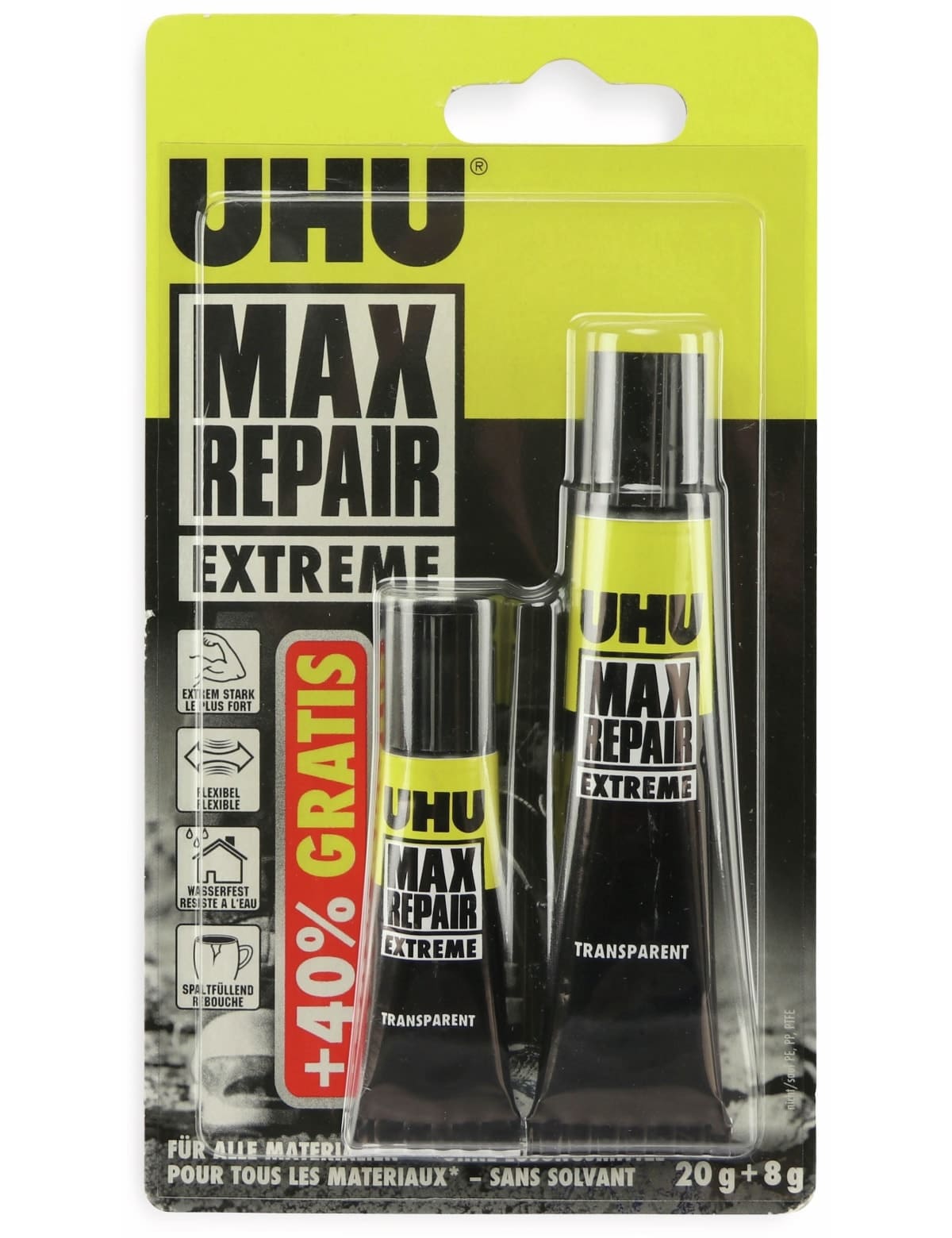 UHU Reparaturkleber MAX REPAIR extreme, 20+8 g