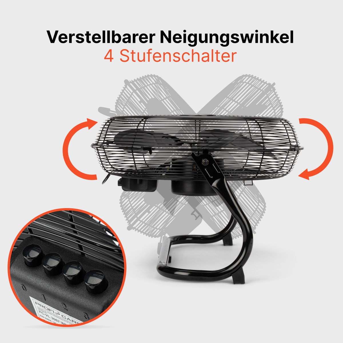 Bodenventilator ProfiCare PC-VL 3065 WM, Ø ca. 40cm, Metall, schwarz, 100 W