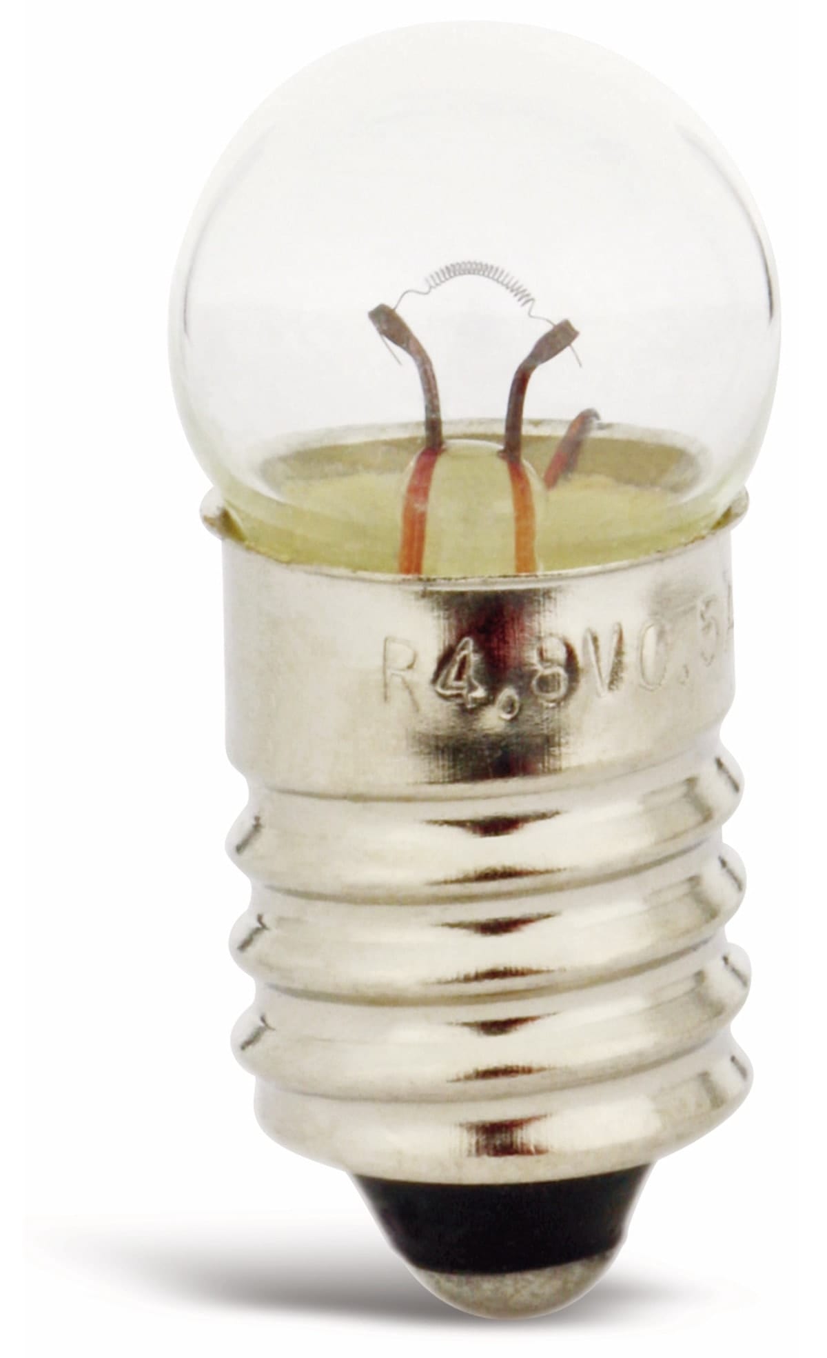 Glühlampe, E10, kugelform, 4,8 V, 0,5 A, 2,4 W