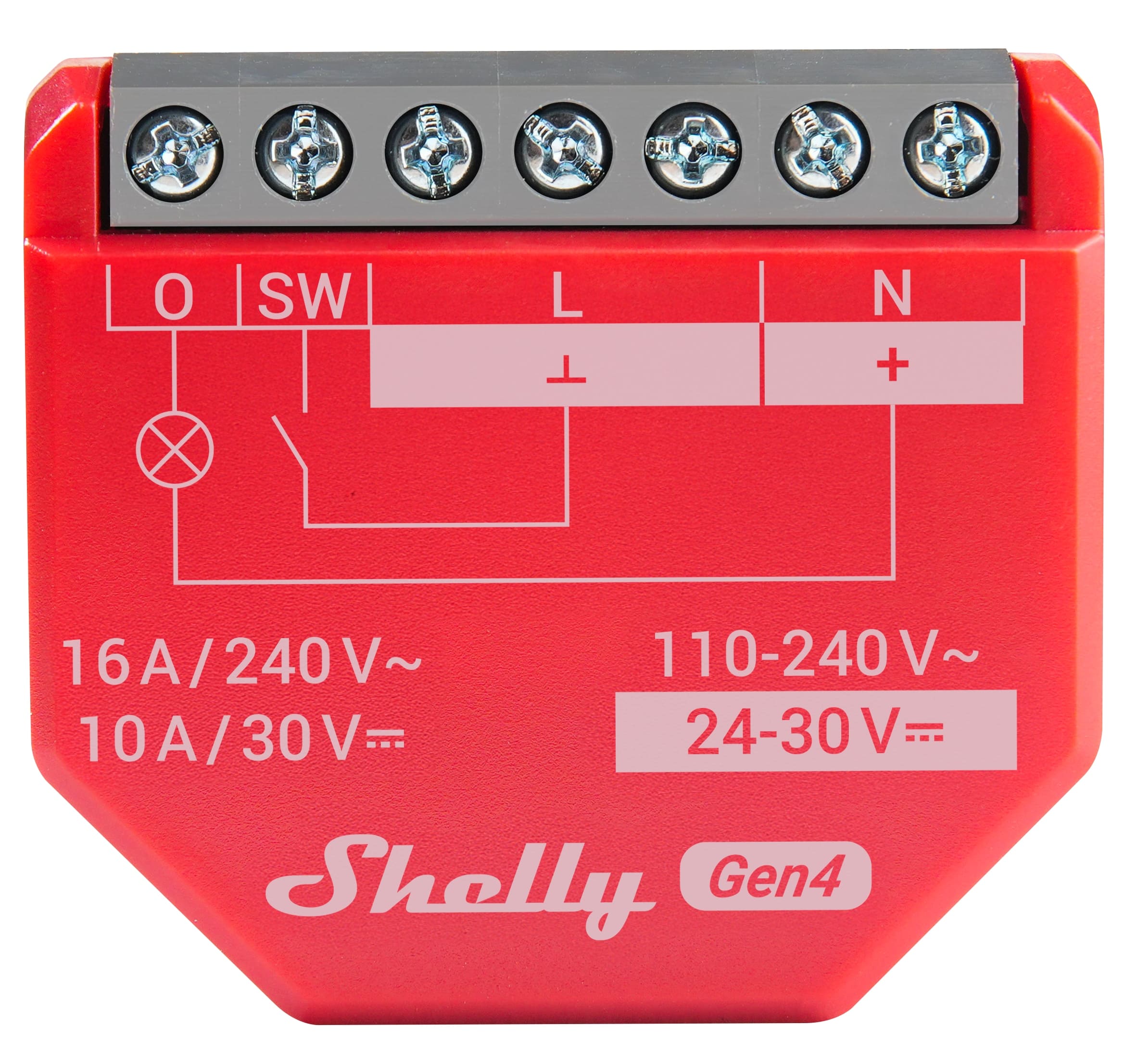 SHELLY Relais 1PM Gen4, 16 A, WLAN, Bluetooth, rot, 4 Stück SHELLY Relais 1PM Gen4, 16 A, WLAN, Bluetooth, rot, 4 Stück