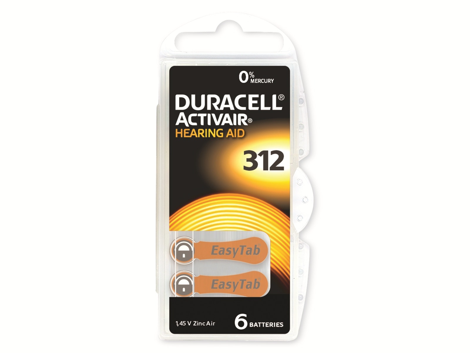 DURACELL Zinc Air-Knopfzelle Typ 312, 1.45V, Activair, 6 Stück DURACELL Zinc Air-Knopfzelle Typ 312, 1.45V, Activair, 6 Stück