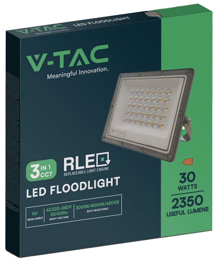 V-TAC LED-Fluter, VT-44050, EEK: F, 50 W, 5000 lm, CCT, IP65, grau