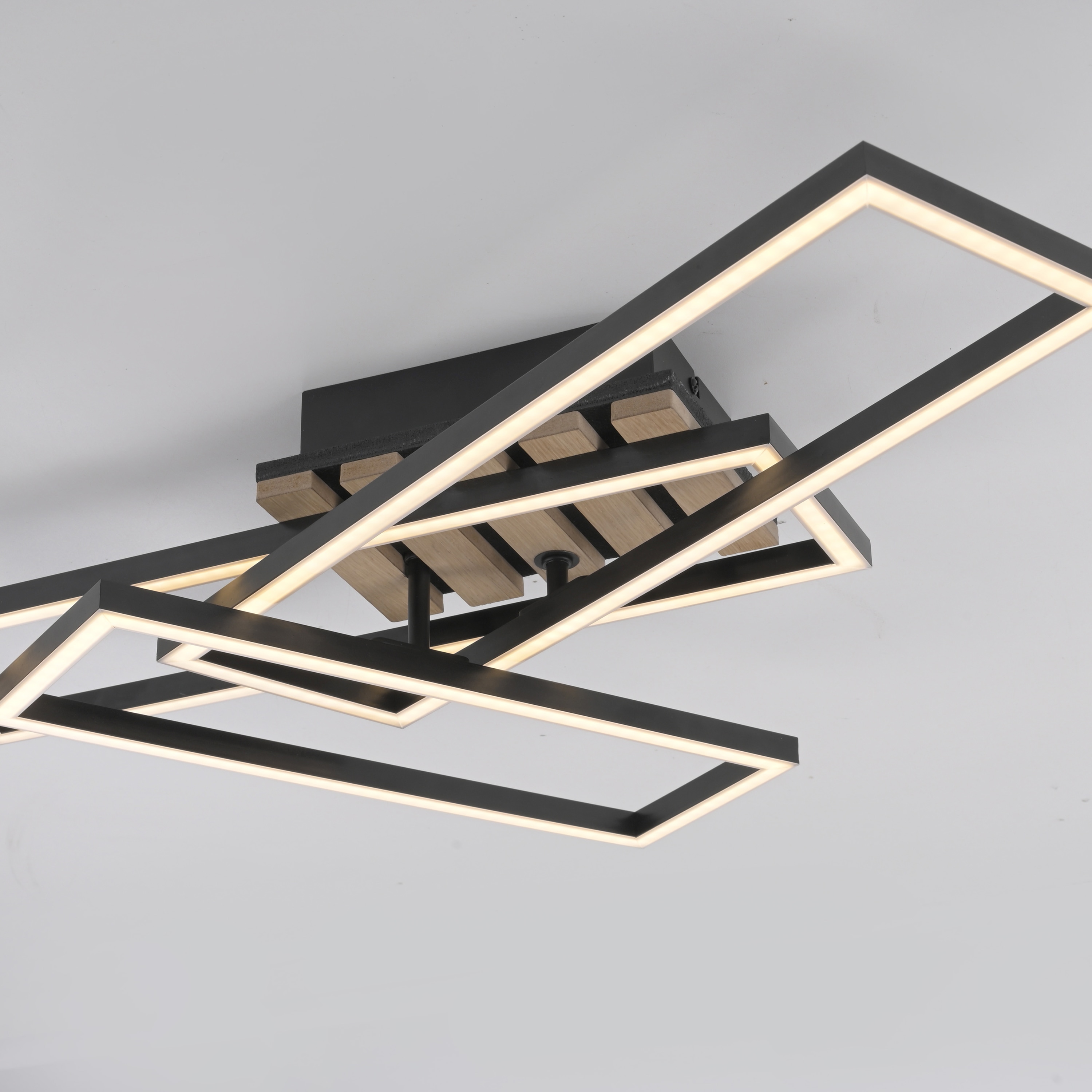 JUST LIGHT LED-Deckenleuchte 14051-79, 20,50W, 3000K, 3000lm, warmeiß, IP20, Holz/schwarz