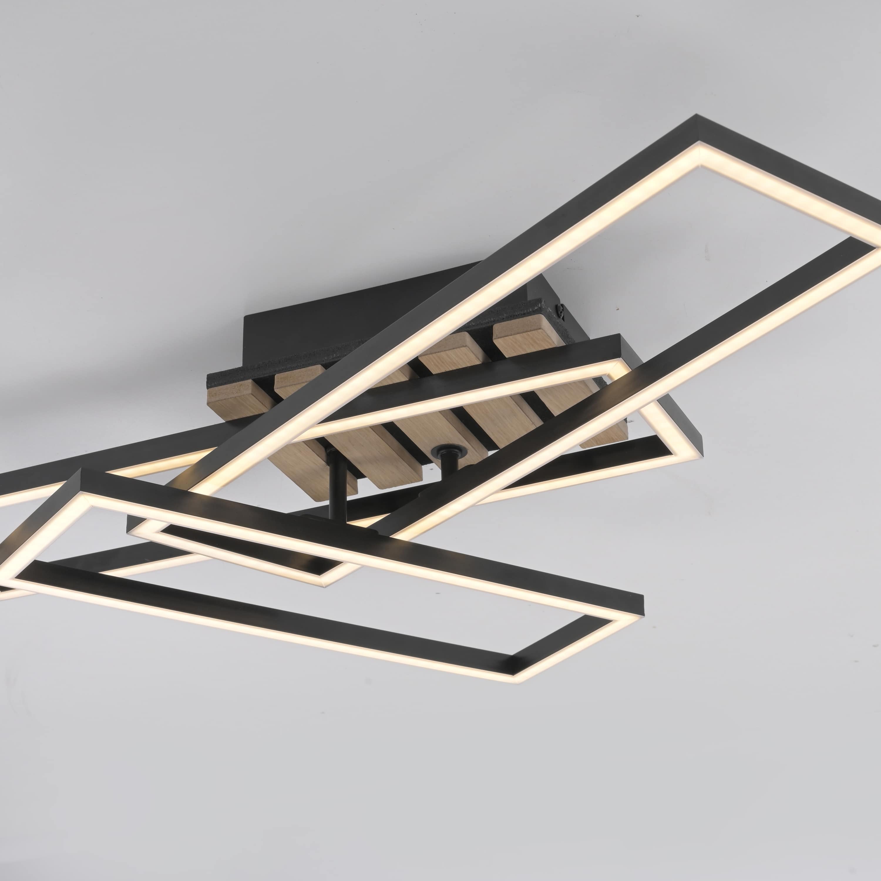 JUST LIGHT LED-Deckenleuchte 14051-79, 20,50W, 3000K, 3000lm, warmeiß, IP20, Holz/schwarz