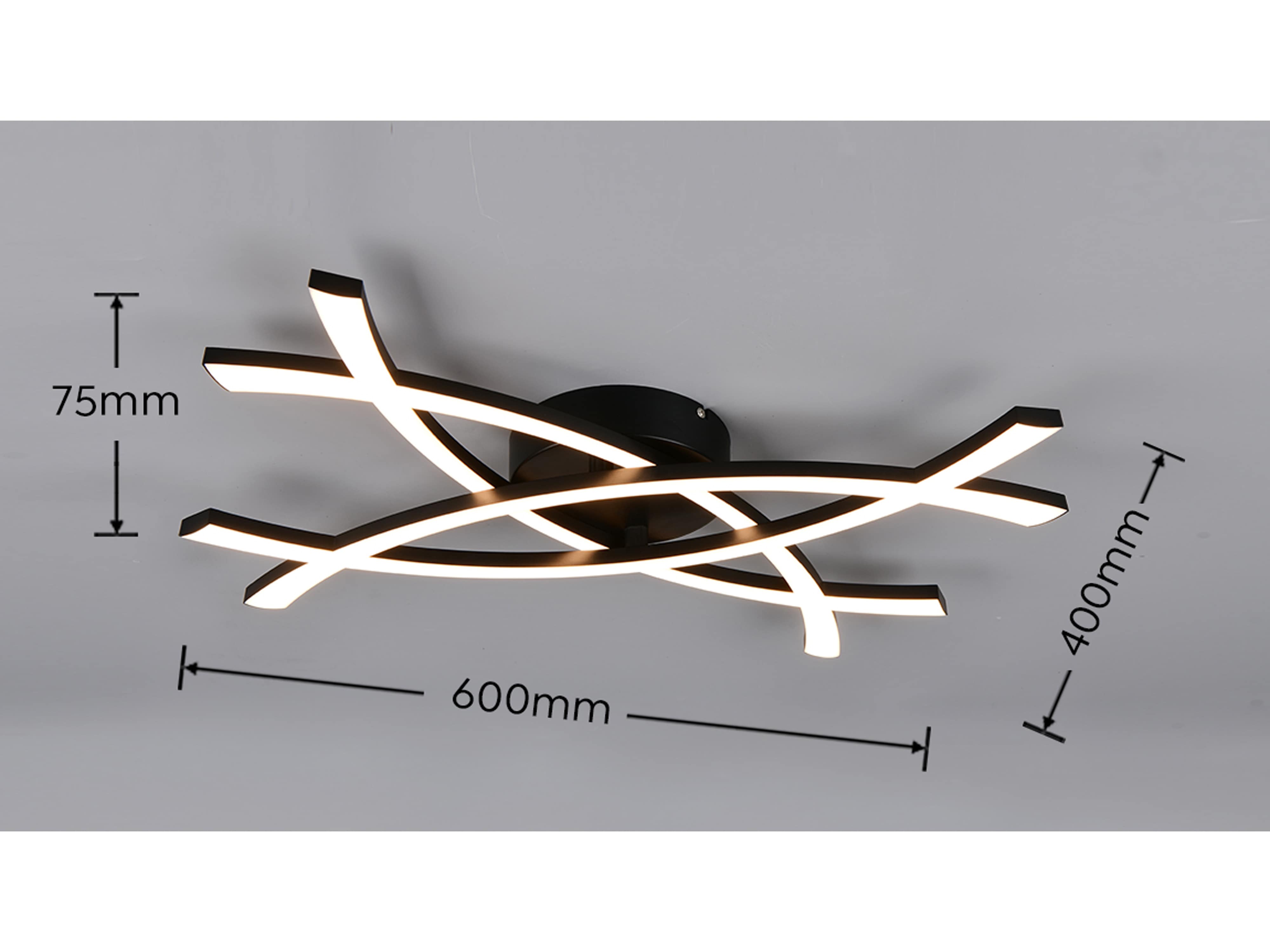 REALITY LED-Wand- und Deckenleuchte Pollock R23691132, 22W, 3000K, 2500lm, warmweiß, IP20, schwarz REALITY LED-Wand- und Deckenleuchte Pollock R23691132, 22W, 3000K, 2500lm, warmweiß, IP20, schwarz