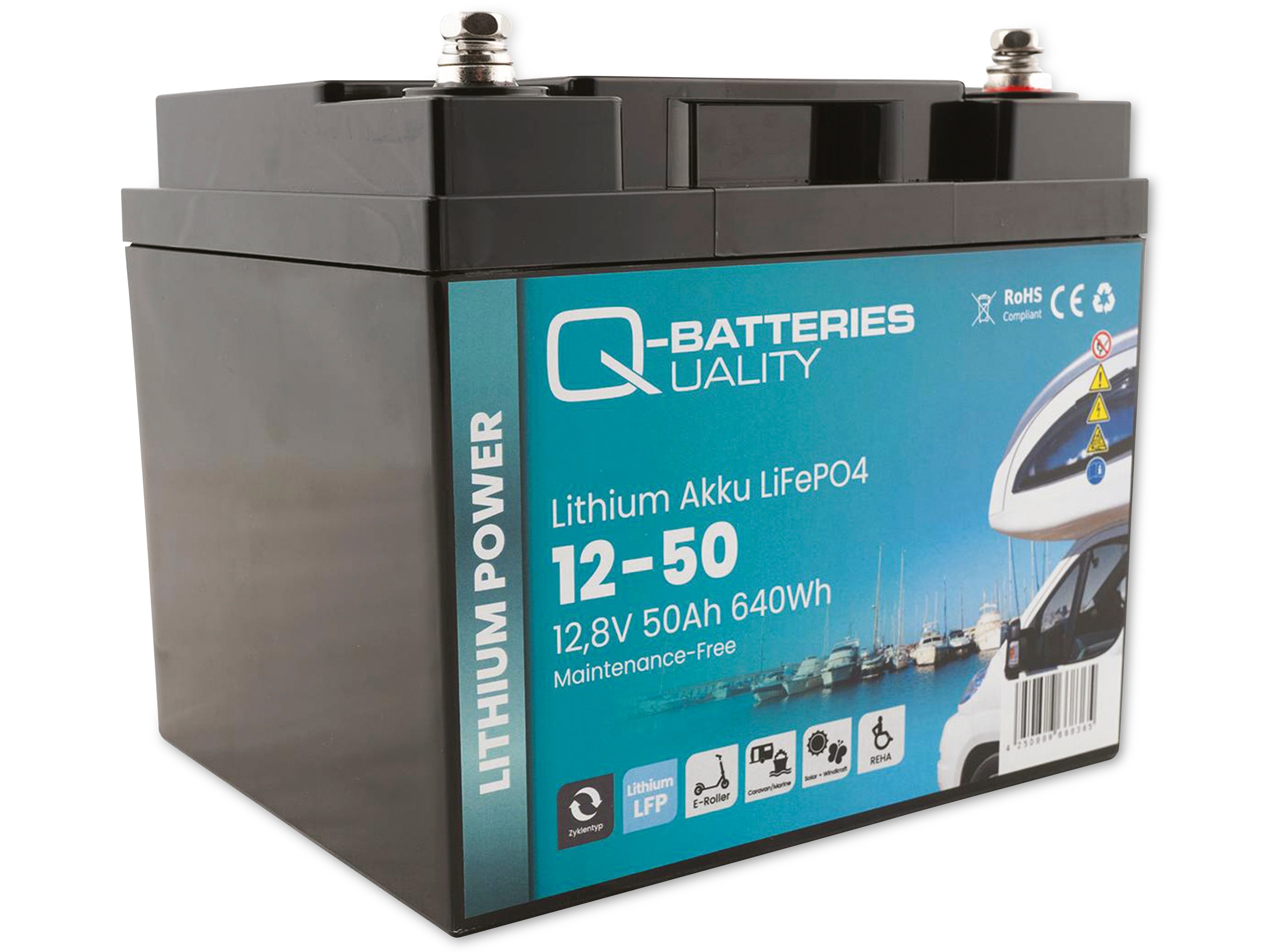 Q-BATTERIES Lithium Akku 12-50 12,8V, 50Ah 640Wh LiFePO4 Batterie