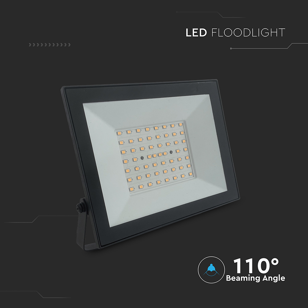 V-TAC LED-Fluter, VT-44054, 50 W, 3000 K, EEK: F, 4000 lm, warmweiß, IP65, schwarz