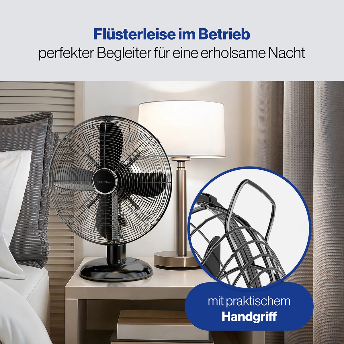 ProfiCare Tischventilator PC-VL 3063 M, 30cm, Metall, schwarz, 35 W