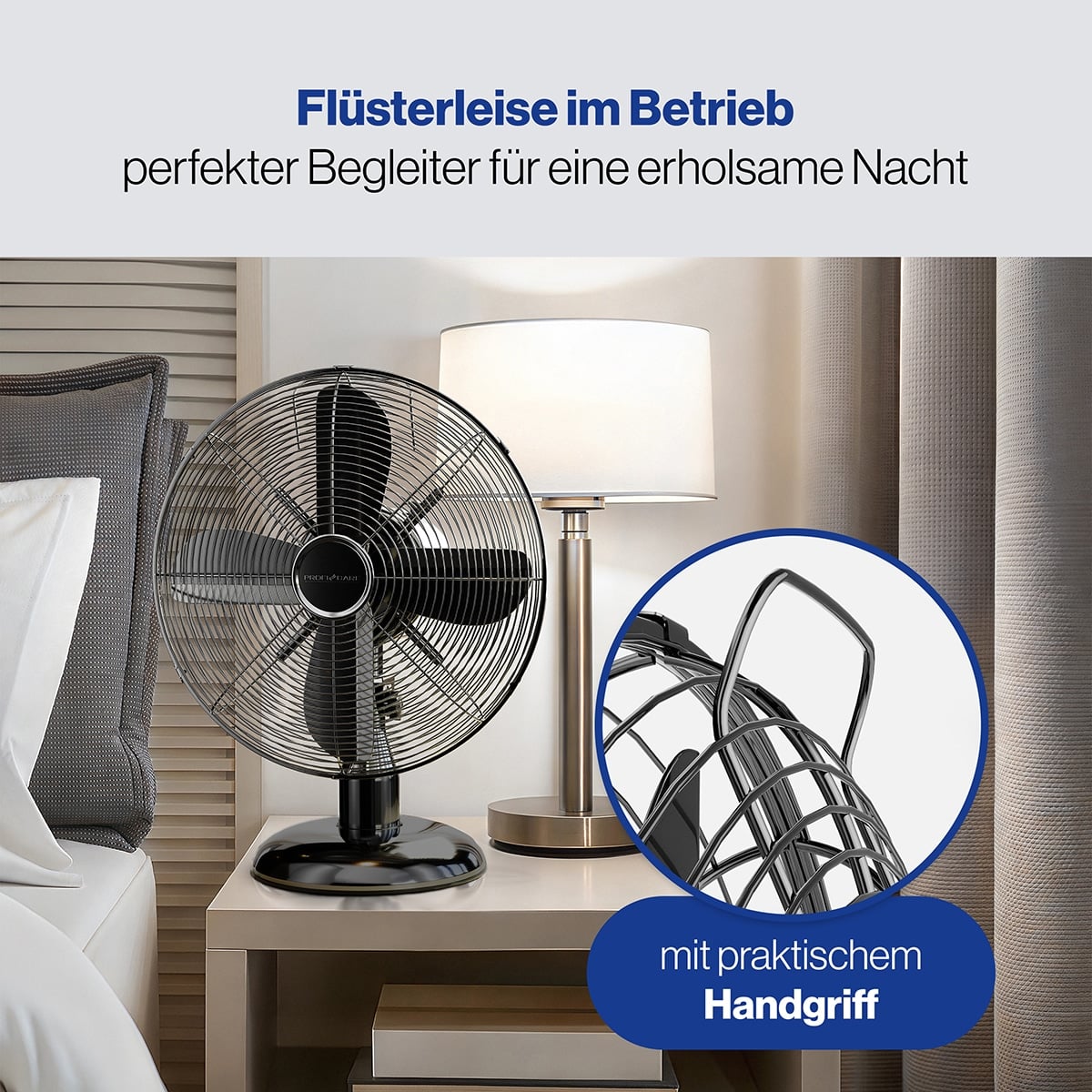 ProfiCare Tischventilator PC-VL 3063 M, 30cm, Metall, schwarz, 35 W