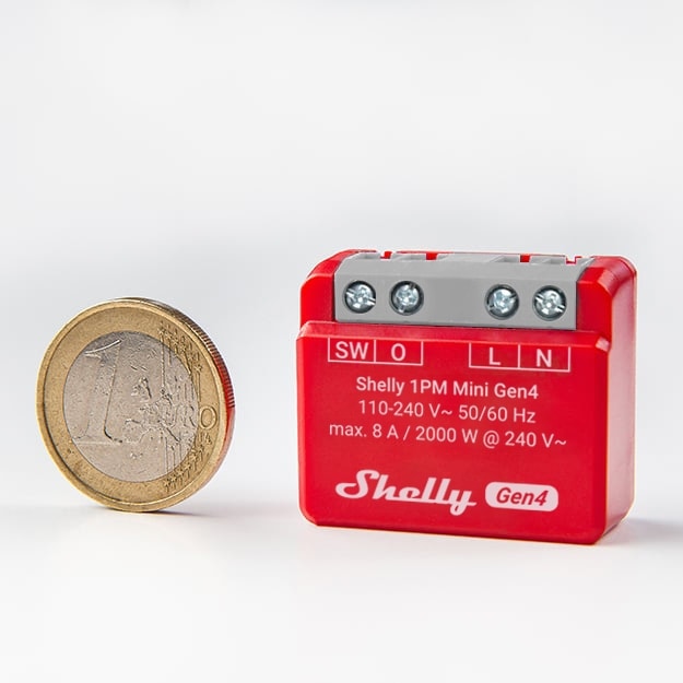 SHELLY Relais 1PM Mini Gen4, 8 A, WLAN, Bluetooth, rot, 3 Stück SHELLY Relais 1PM Mini Gen4, 8 A, WLAN, Bluetooth, rot, 3 Stück