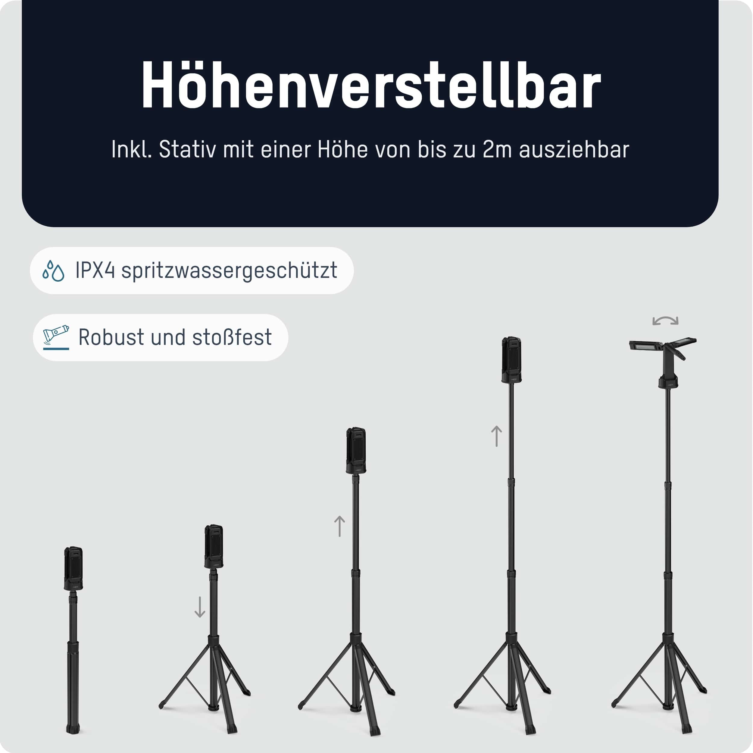 ANSMANN LED-Arbeitsleuchte Triohead, 7000 R, Akkubetrieb, mit Stativ ANSMANN LED-Arbeitsleuchte Triohead, 7000 R, Akkubetrieb, mit Stativ