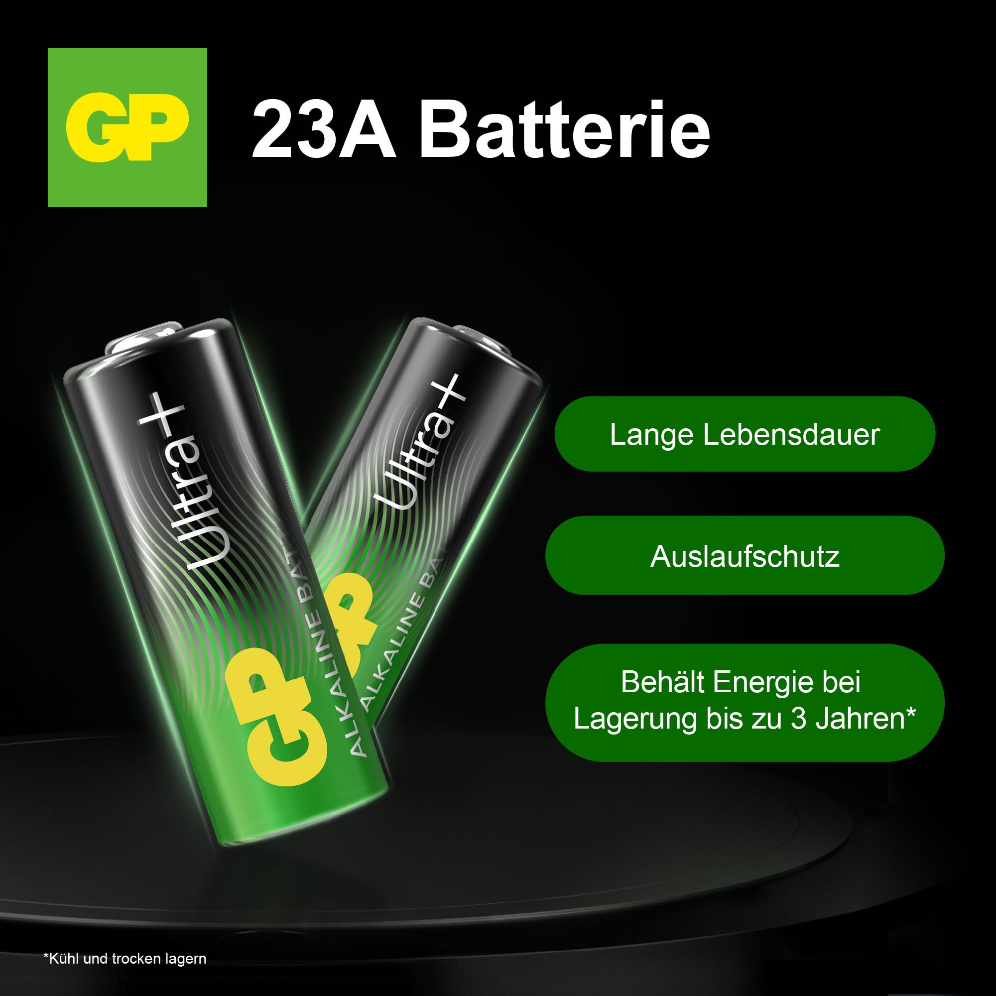 GP Ultra Plus 23A Alkaline Rundzellenbatterie, Hochspannung, 12 V GP Ultra Plus 23A Alkaline Rundzellenbatterie, Hochspannung, 12 V
