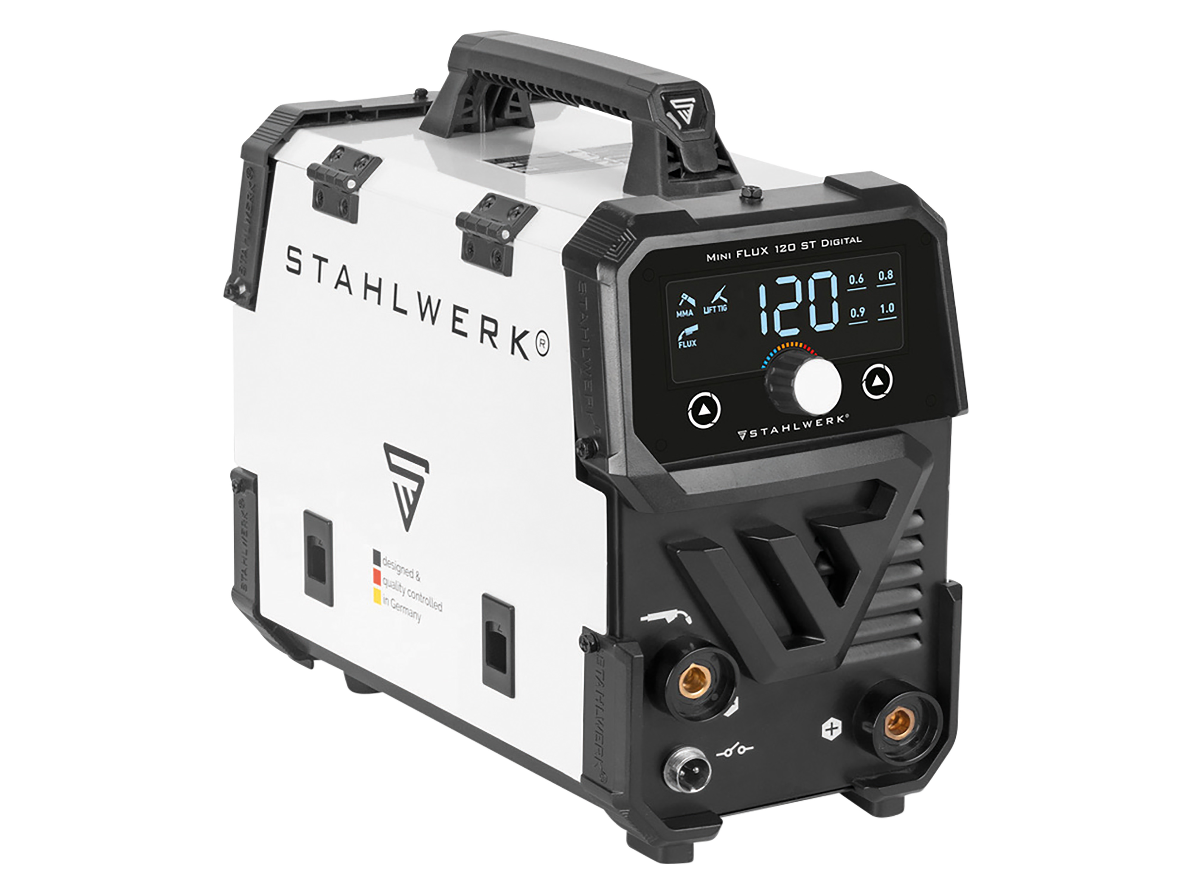 STAHLWERK Fülldraht Schweißgerät Mini FLUX 120 ST, 1129, mit synergischem Drahtvorschub und ARC