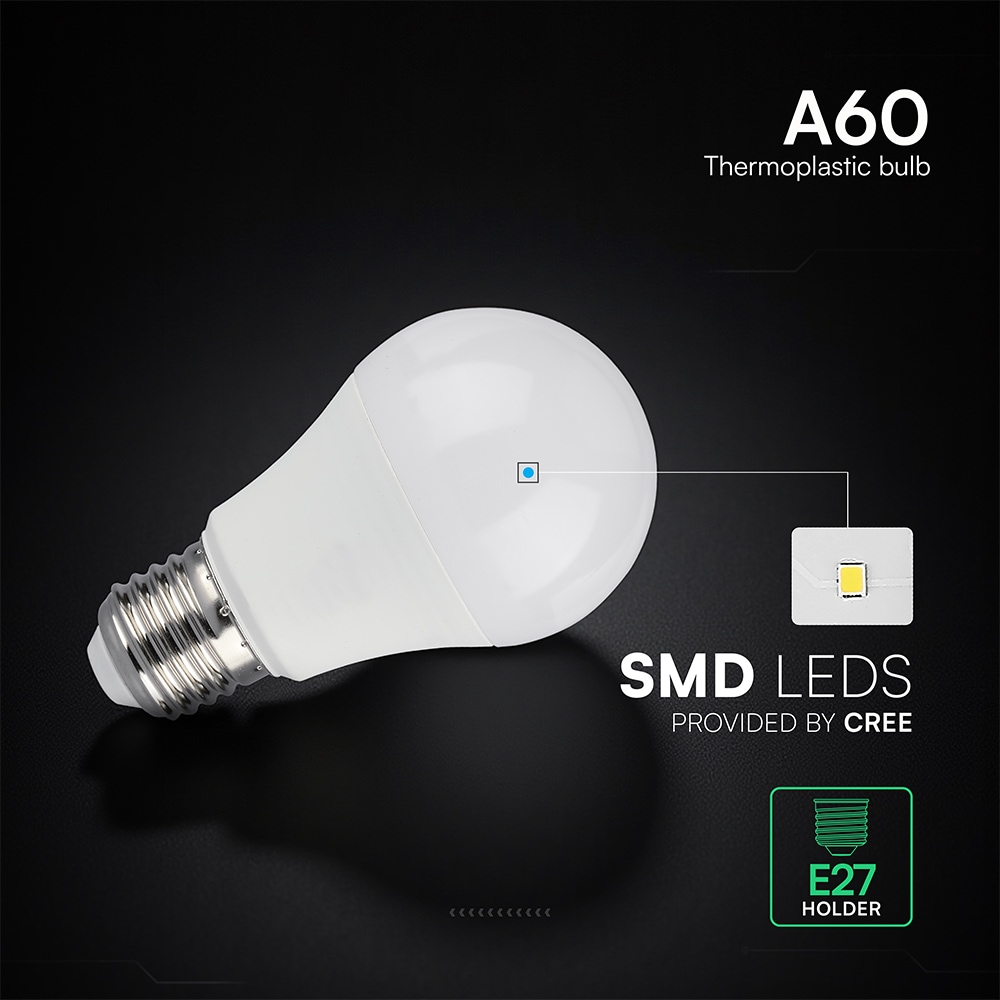 V-TAC LED-Lampe VT-2172616, EEK: F, 8,5W, 806lm, 4000K, E27, A60, 200°