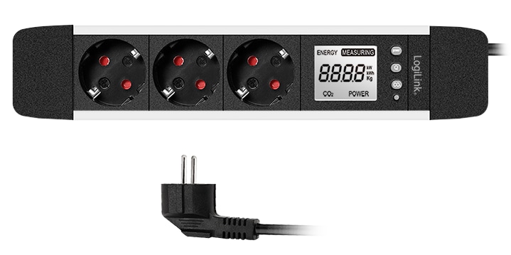 LOGILINK Steckdosenleiste LPS285, 3-fach, Display, Echzeit Energieverbrauch
